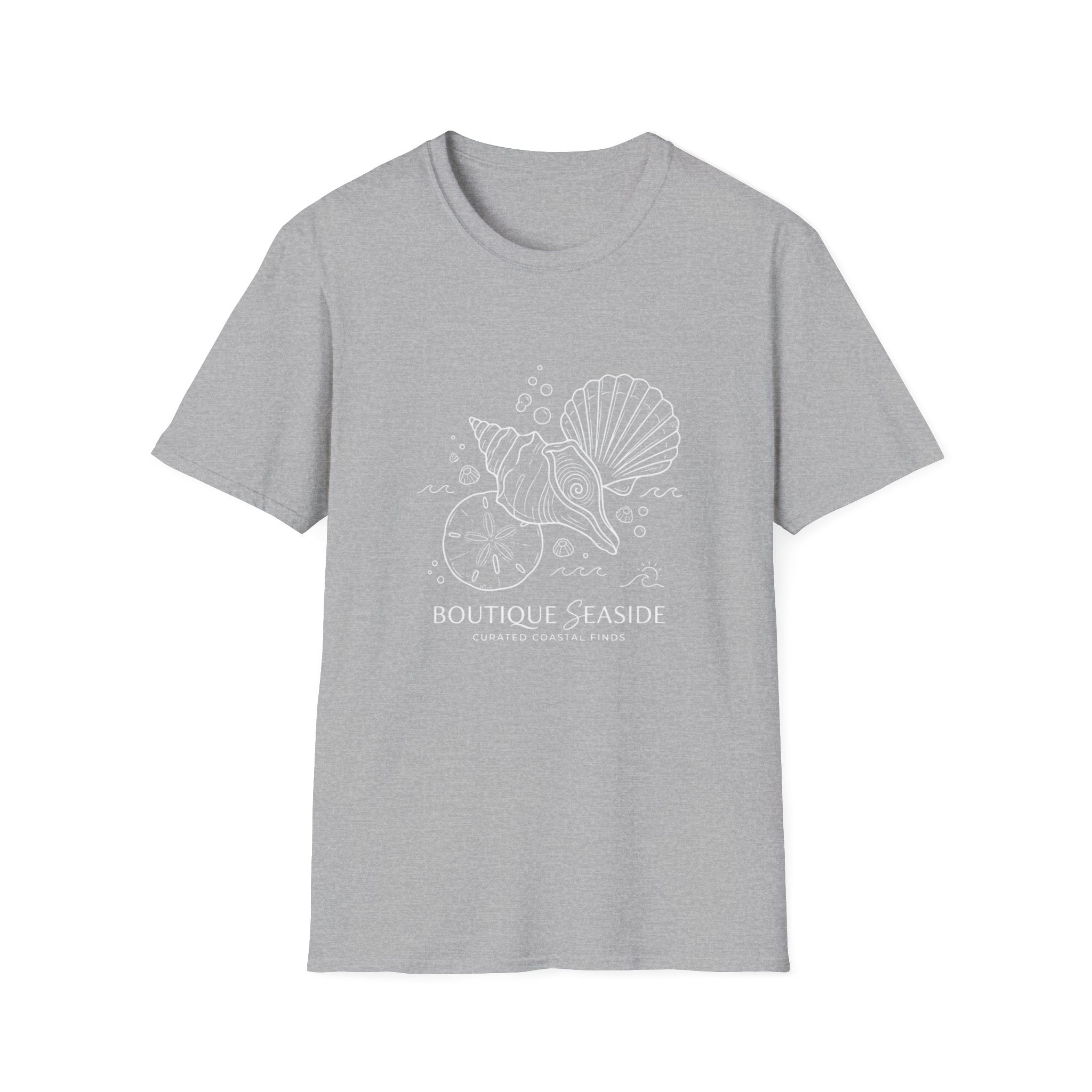 Seaside Boutique Shells T-Shirt – Minimal Coastal Graphic Tee