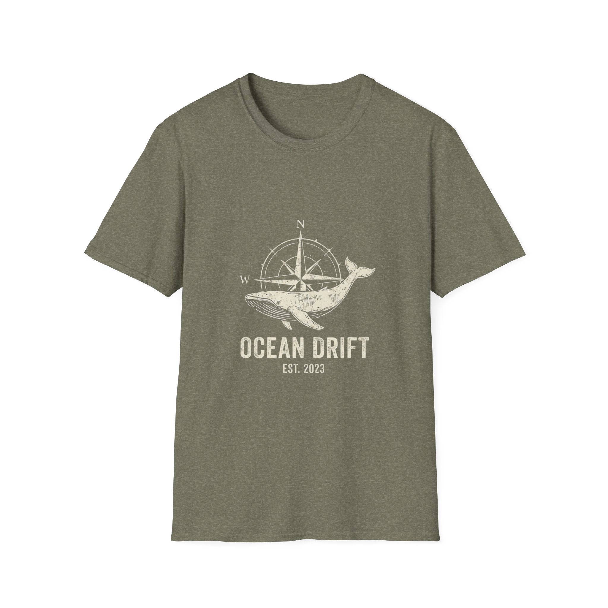 Ocean Drift Whale Compass T-Shirt — Nautical Adventure Graphic Tee