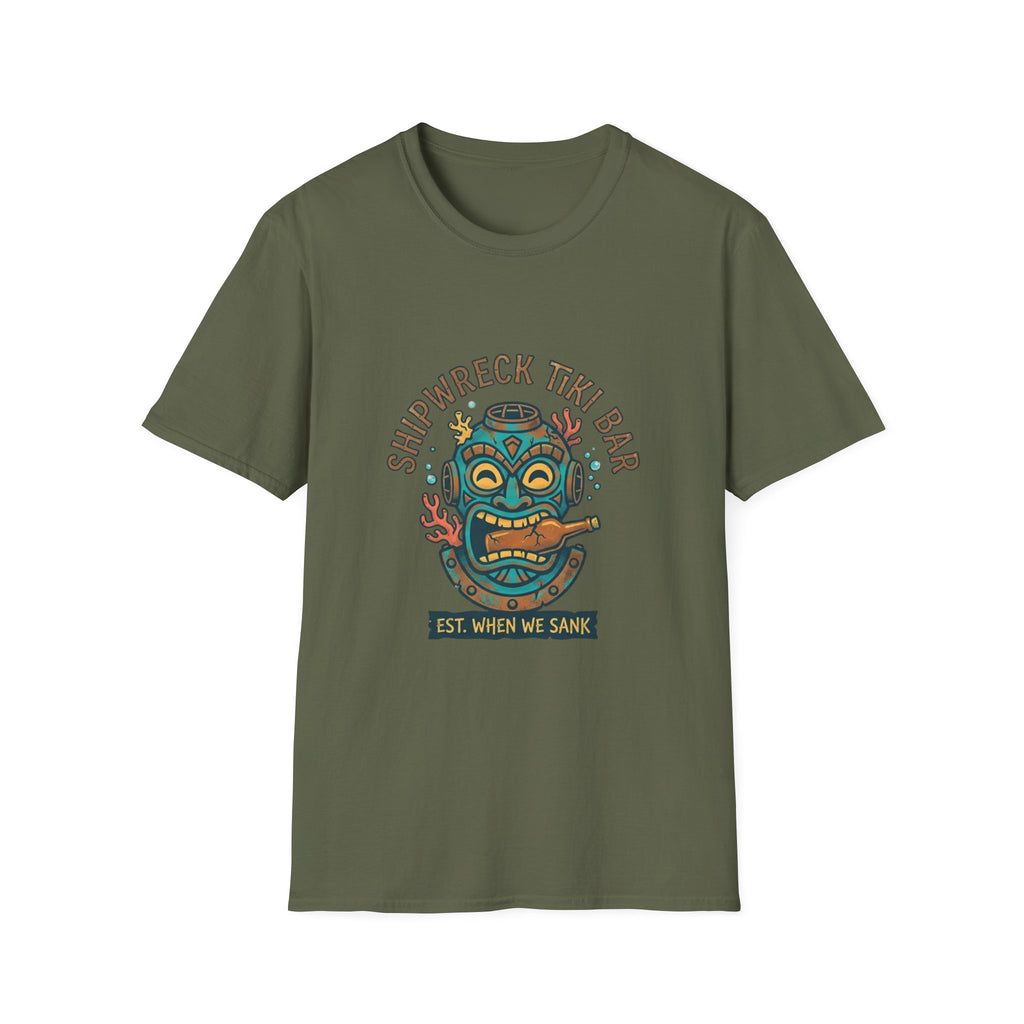 Shipwreck Tiki Bar T-Shirt — Retro Tropical 'Est. When We Sank' Graphic Tee