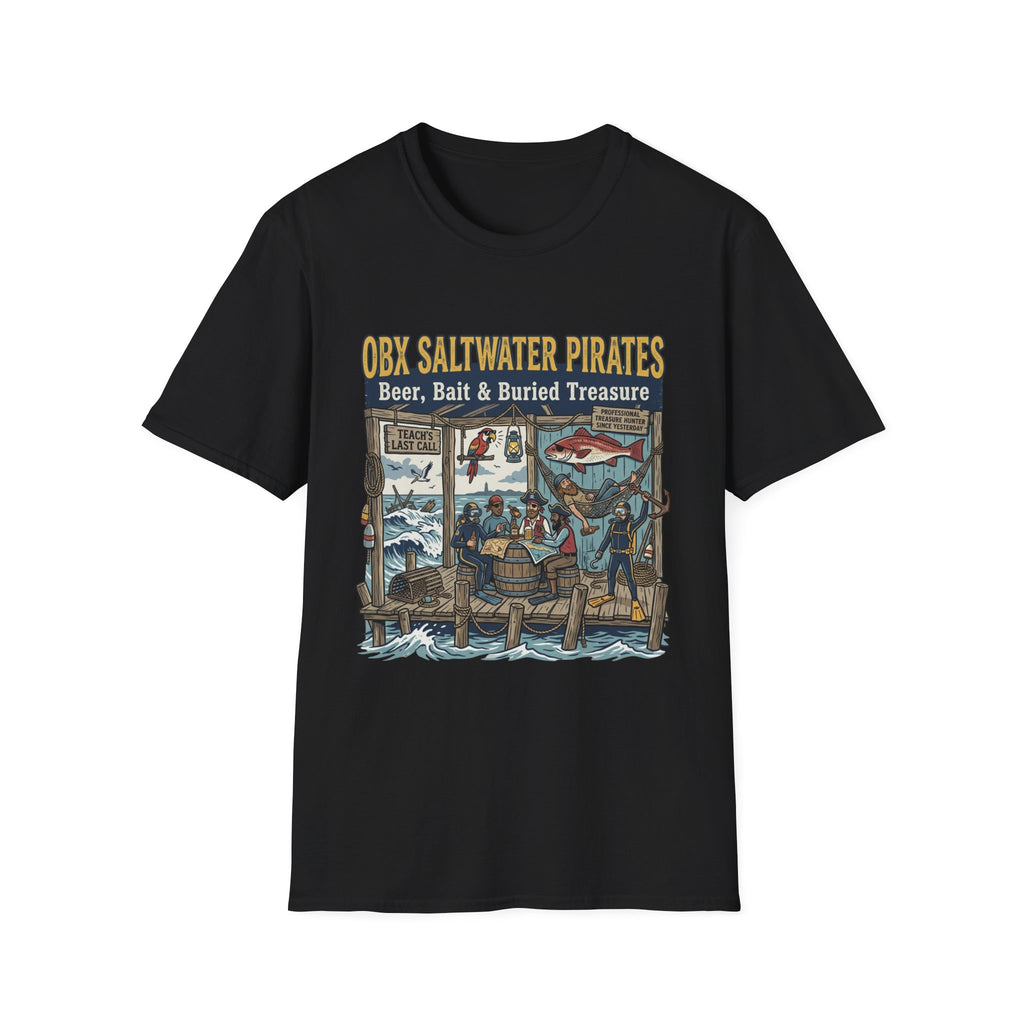 OBX Saltwater Pirates T-Shirt — "Beer, Bait & Buried Treasure" Coastal Fishing Tee