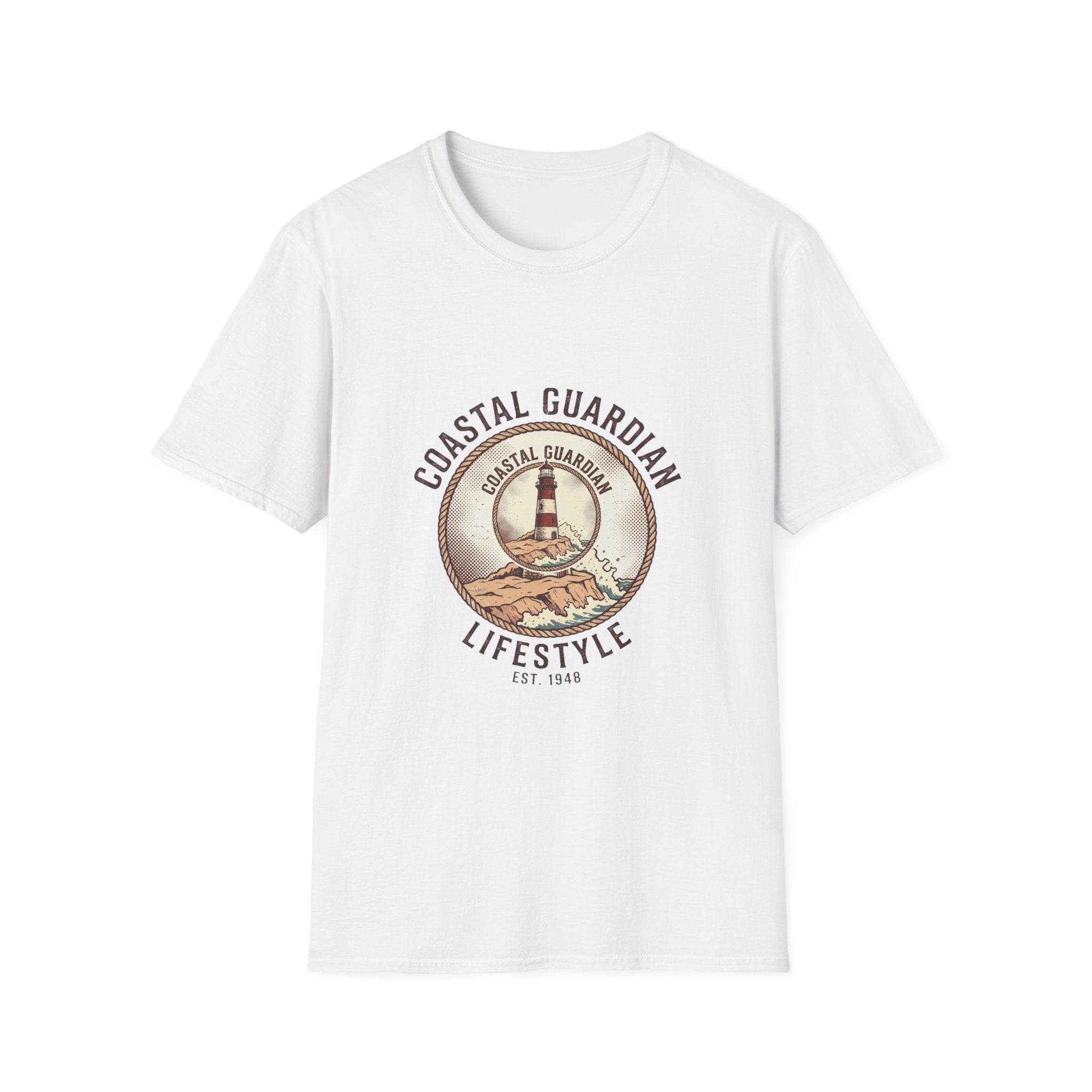 Coastal Guardian Lifestyle T-Shirt – Lighthouse Beach Vintage Graphic Tee