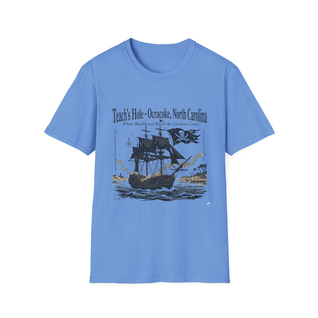 Teach's Hole Ocracoke, North Carolina T-Shirt — Blackbeard Pirate Ship Coastal Souvenir