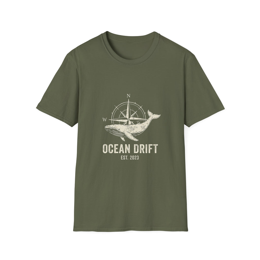 Ocean Drift Whale Compass T-Shirt — Nautical Adventure Graphic Tee