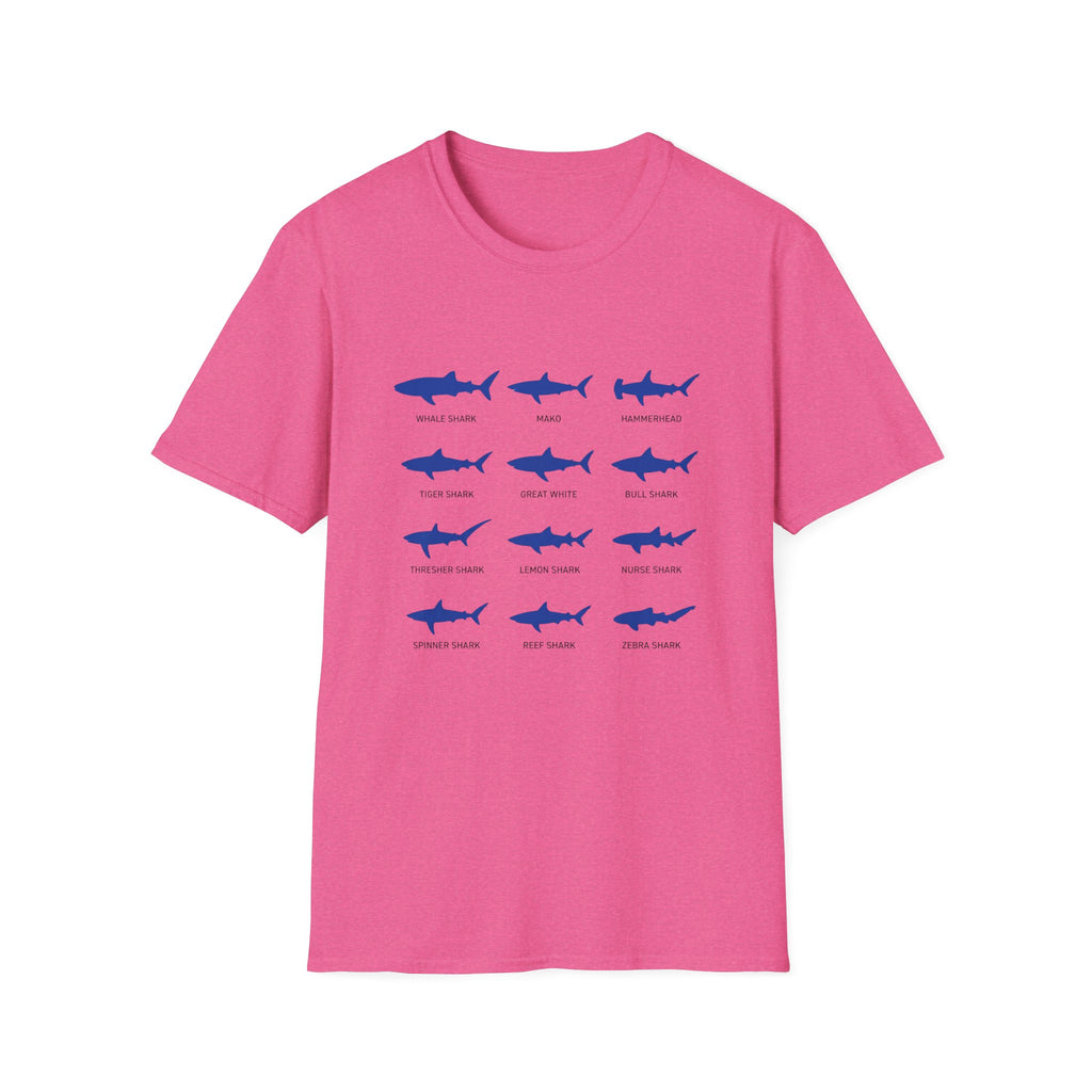 Shark Species Chart T-Shirt – Illustrated Blue Sharks Tee