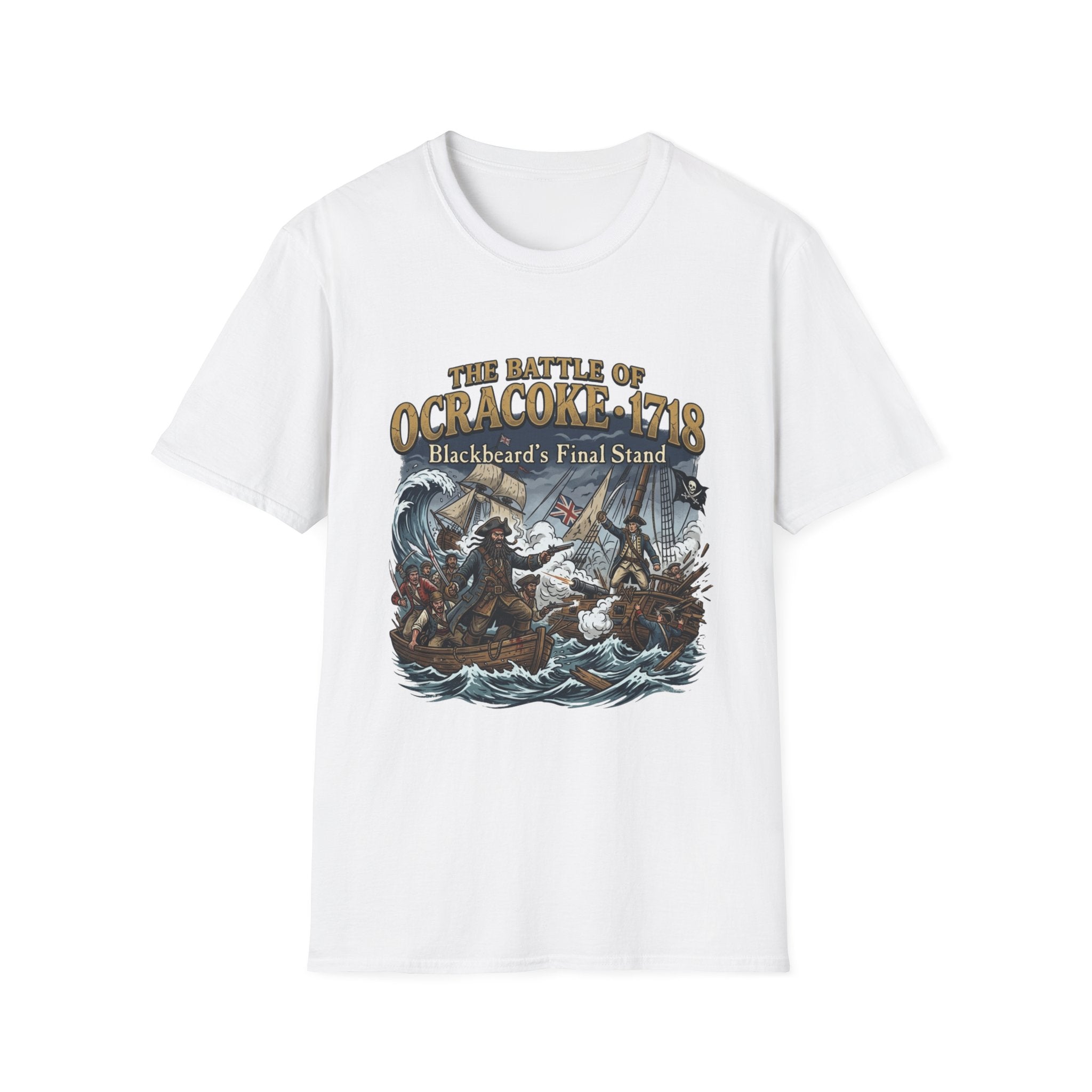 Ocracoke 1718 Battle T-Shirt — "The Battle of Ocracoke 1718: Blackbeard’s Final Stand" Pirate History Tee