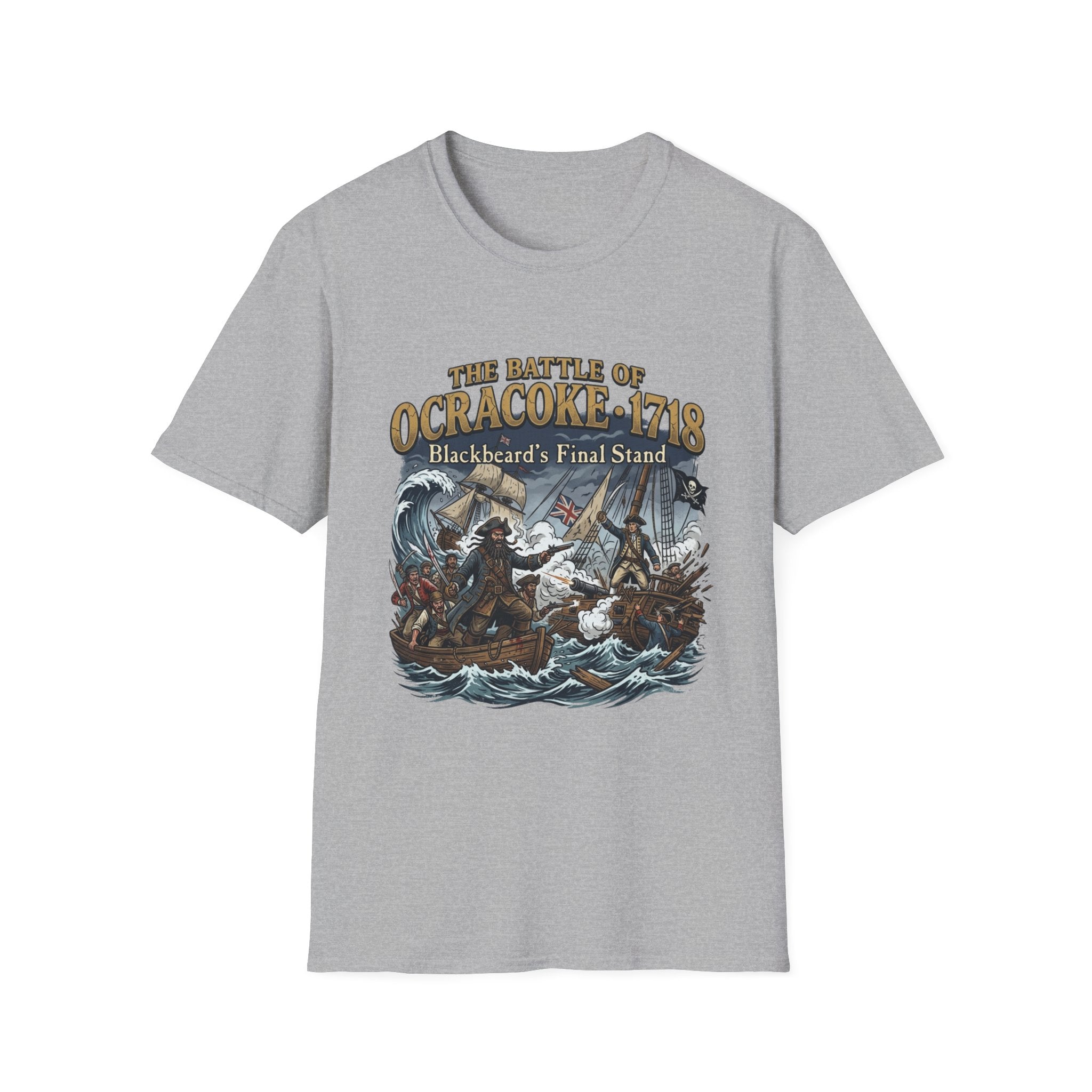 Ocracoke 1718 Battle T-Shirt — "The Battle of Ocracoke 1718: Blackbeard’s Final Stand" Pirate History Tee
