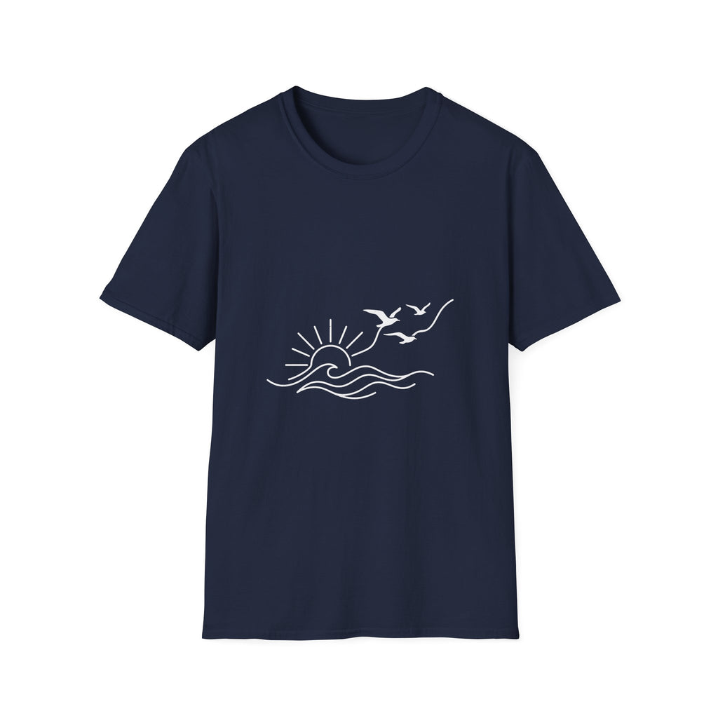 Sunrise Seagulls Graphic T-Shirt — Minimal Beach Sunset Tee
