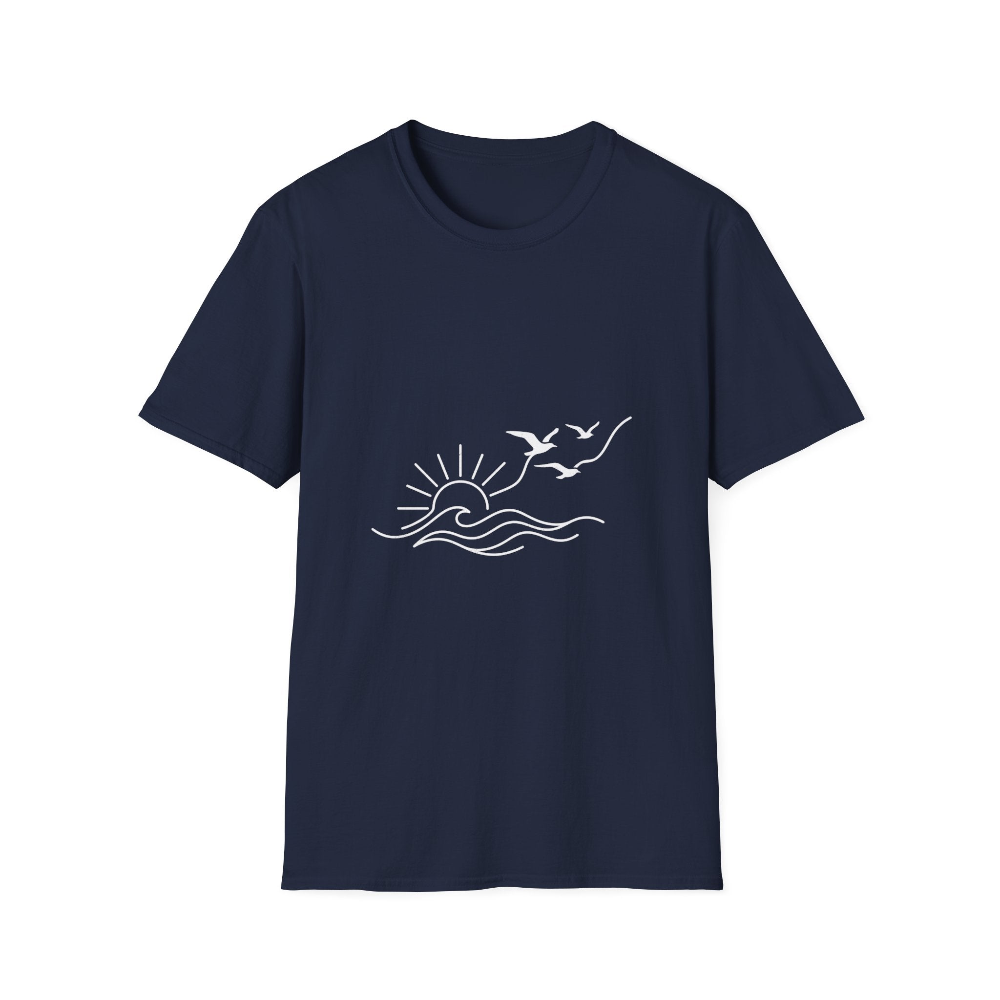 Sunrise Seagulls Graphic T-Shirt — Minimal Beach Sunset Tee