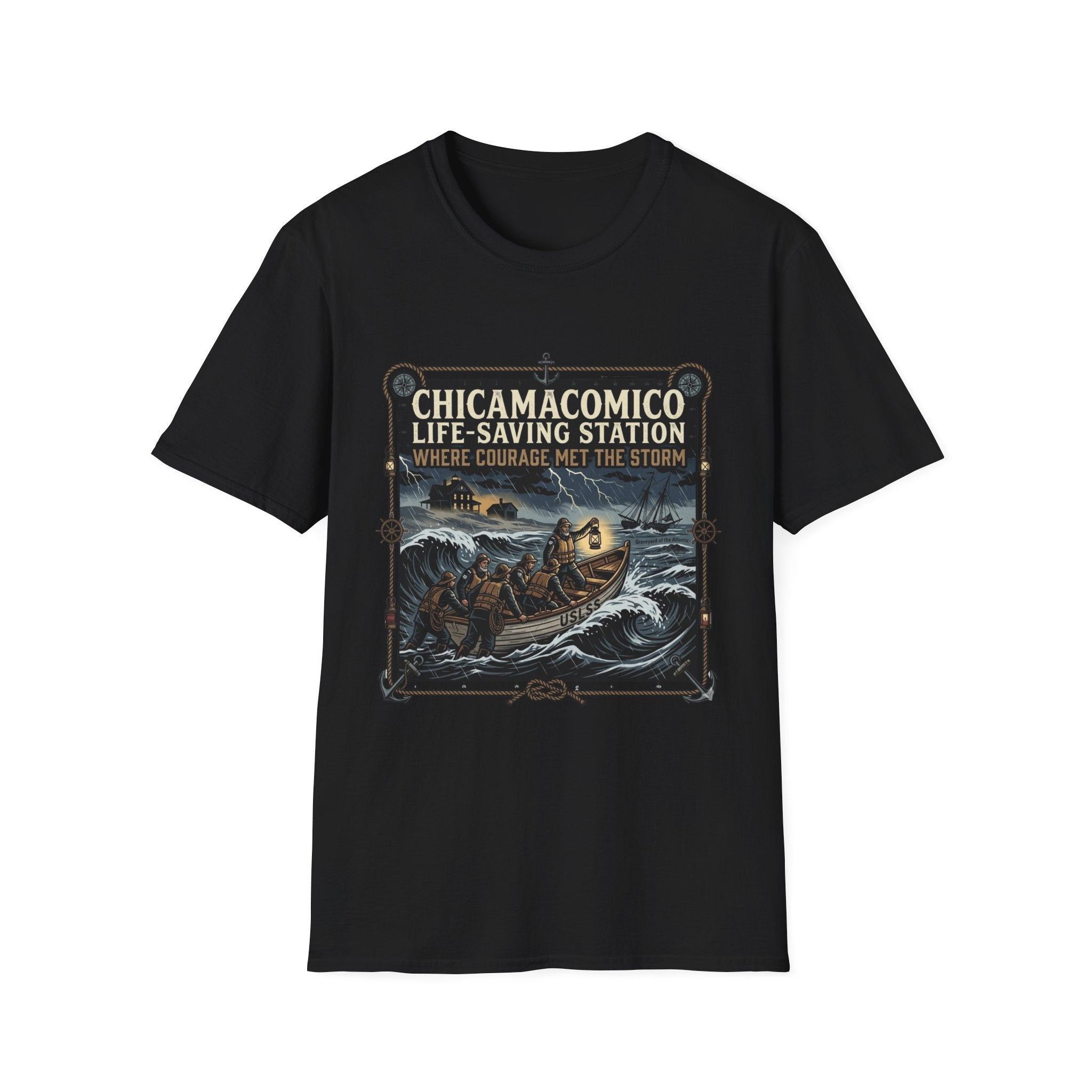 Chicamacomico Life‑Saving Station T-Shirt — 'Where Courage Met the Storm' Vintage Rescue Tee
