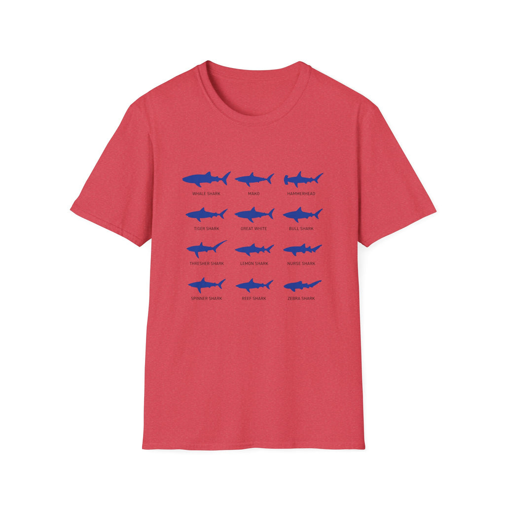 Shark Species Chart T-Shirt – Illustrated Blue Sharks Tee