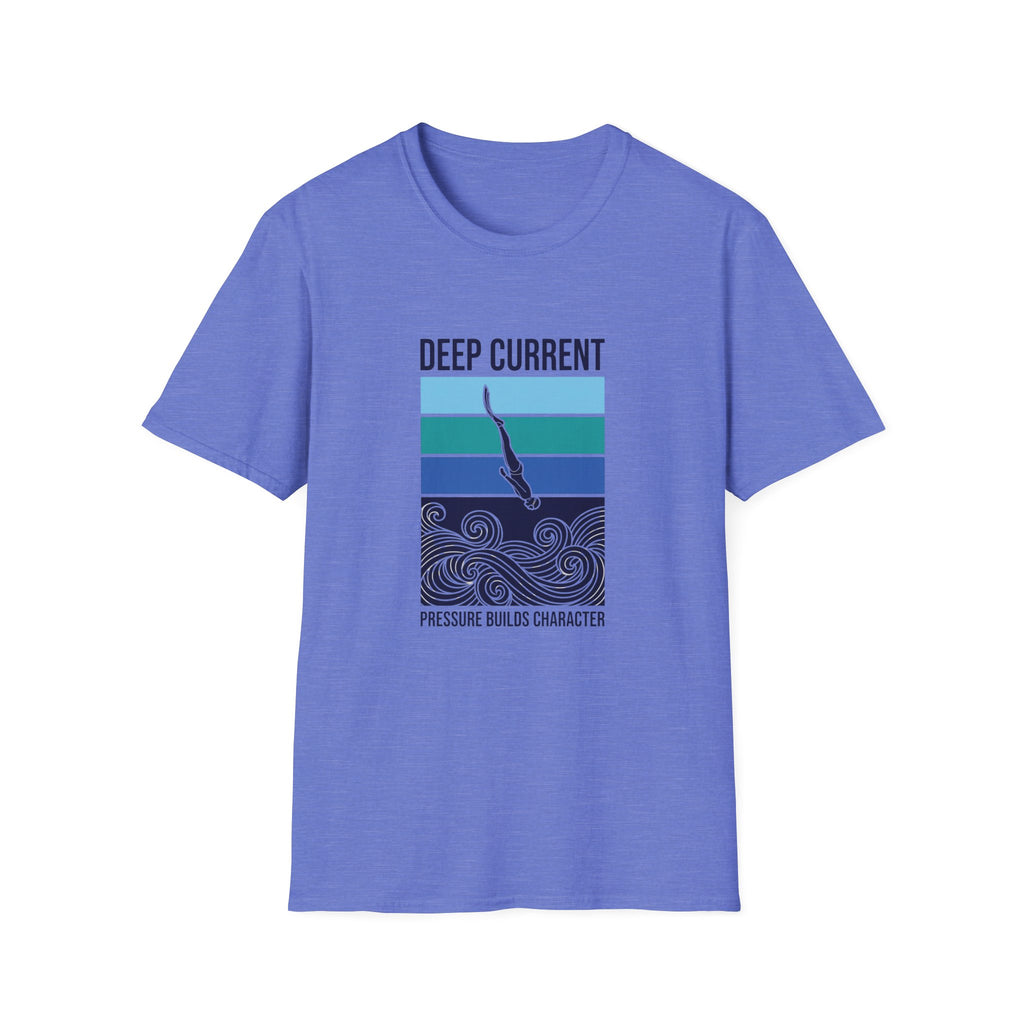 Deep Current Graphic T-Shirt — 'Pressure Builds Character' Ocean Diver Tee