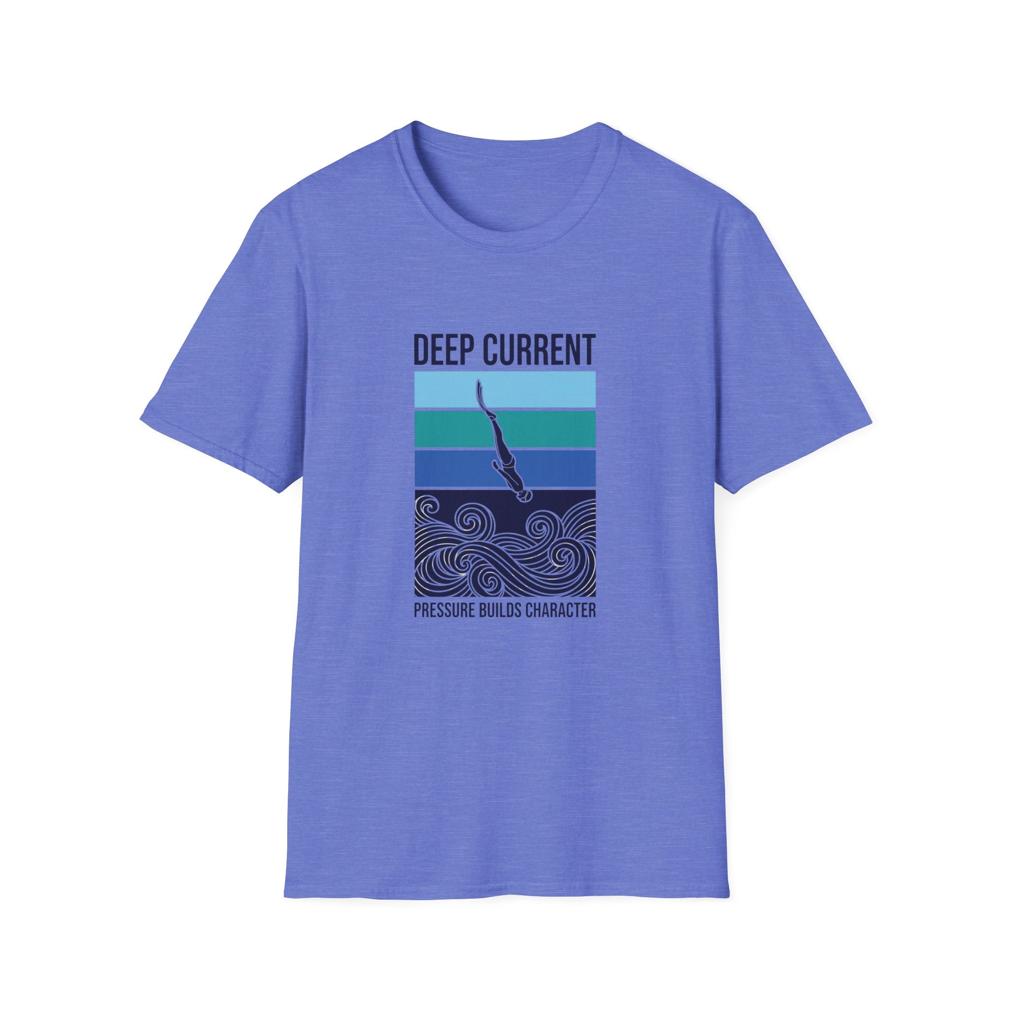 Deep Current Graphic T-Shirt — 'Pressure Builds Character' Ocean Diver Tee