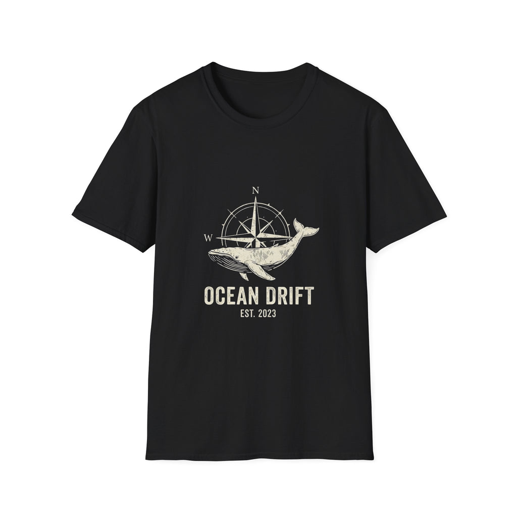 Ocean Drift Whale Compass T-Shirt — Nautical Adventure Graphic Tee