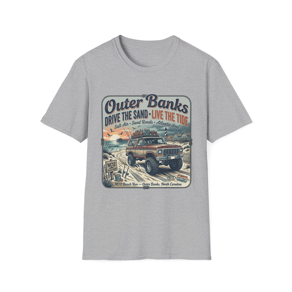 Outer Banks T-Shirt — "Drive the Sand • Live the Tide" Vintage Beach Tee