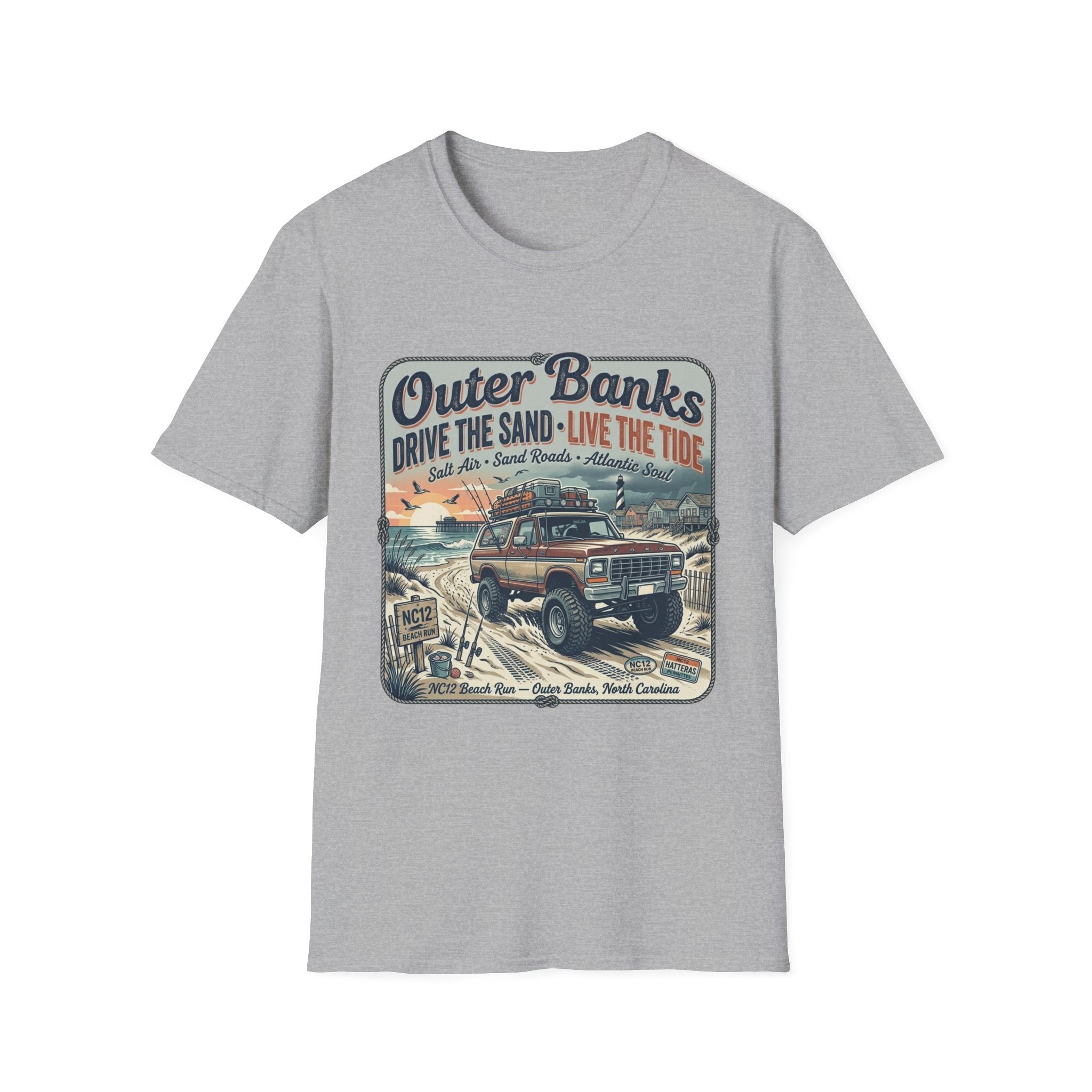Outer Banks T-Shirt — "Drive the Sand • Live the Tide" Vintage Beach Tee