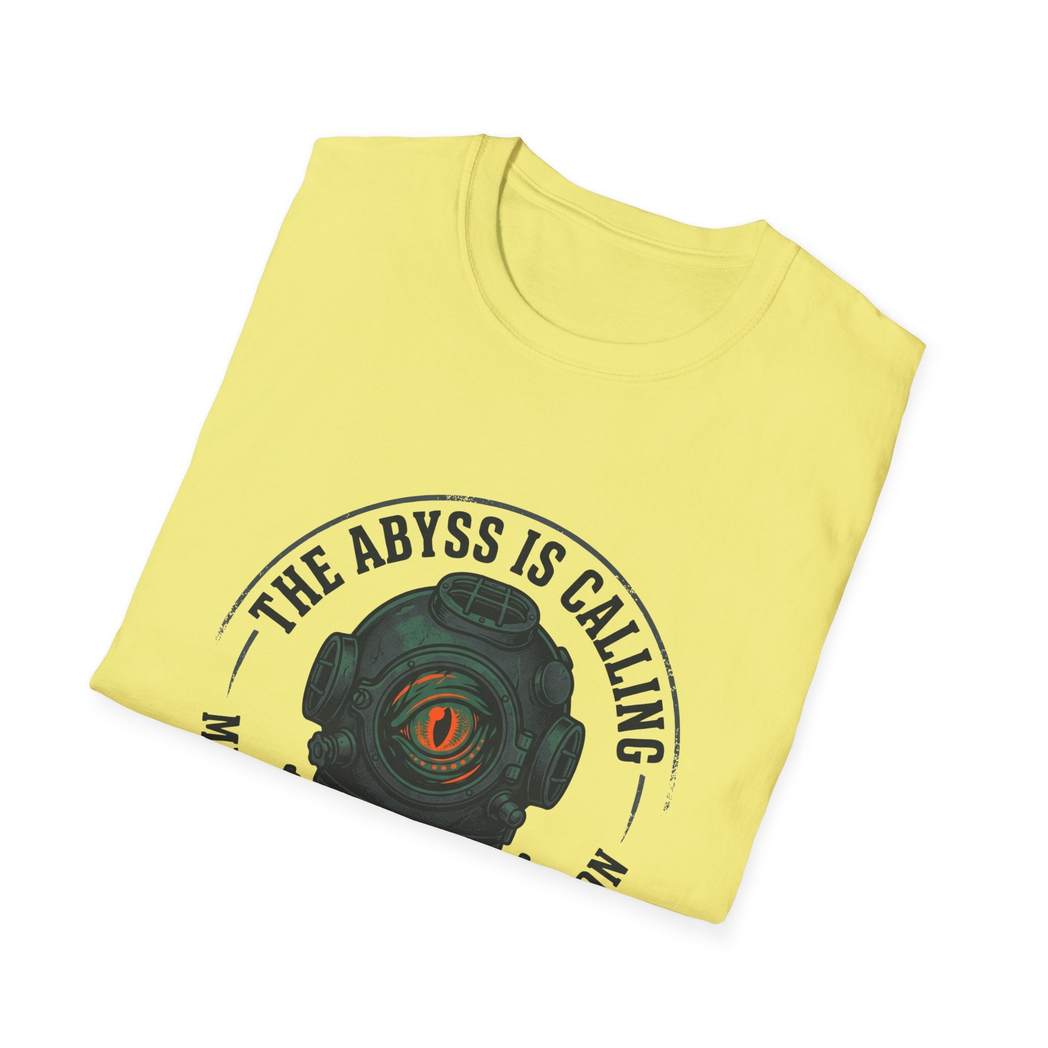 The Abyss Is Calling T-Shirt — Midnight Zone Diver Helmet Graphic Tee