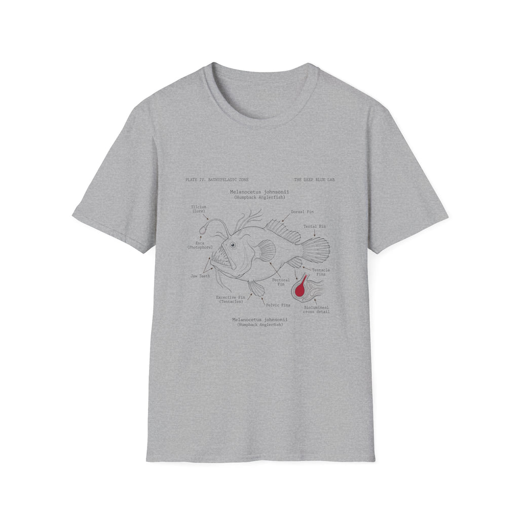 Anglerfish Anatomy Tee — Scientific Diagram Fish T-Shirt with “Anatomy of an Anglerfish” Design