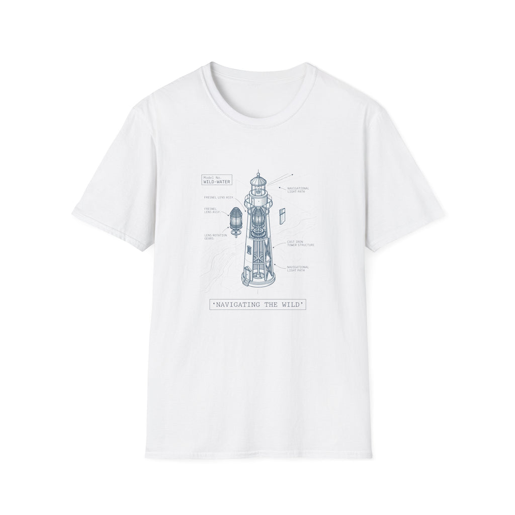 T-Shirt - Nautical Lighthouse Blueprint Tee (Sailor Coast Maritime Design)