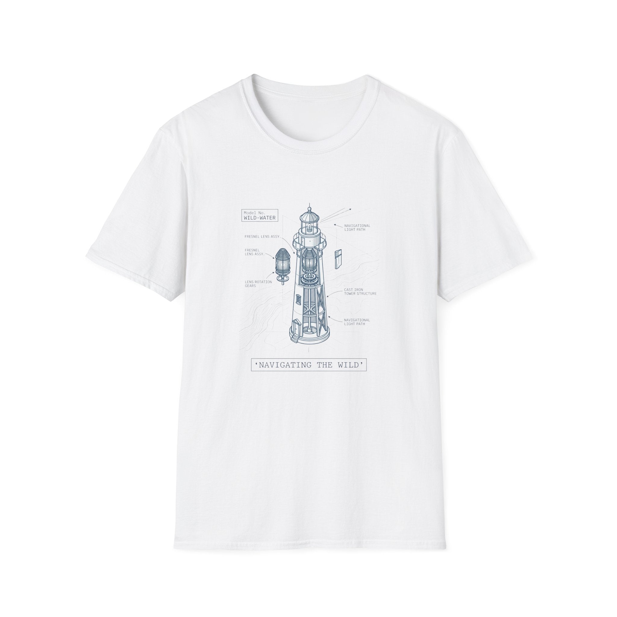 T-Shirt - Nautical Lighthouse Blueprint Tee (Sailor Coast Maritime Design)