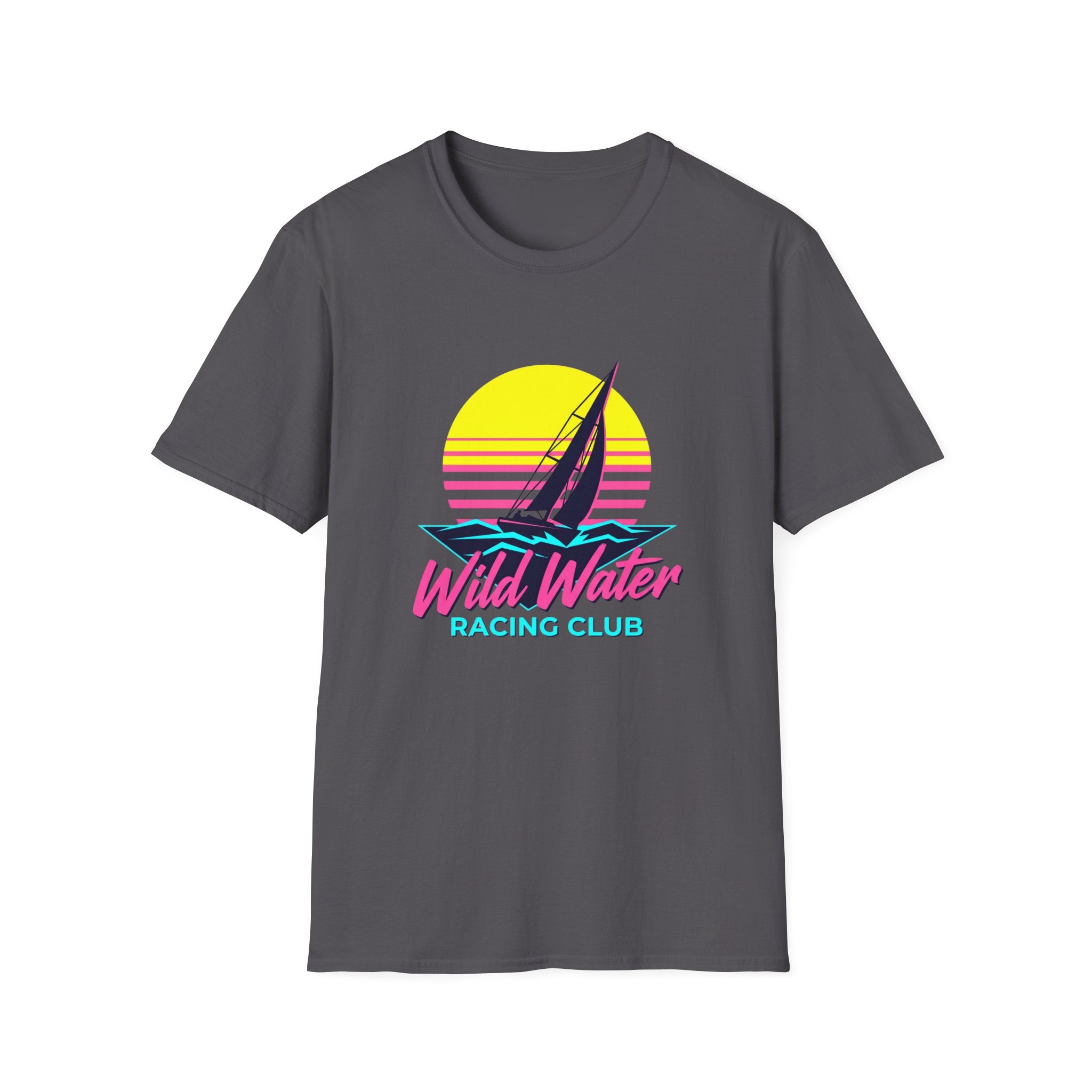 Sailboat Sunset T-Shirt — "Wild Water Racing Club" Retro Nautical Tee
