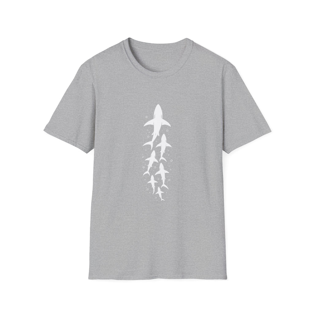 Shark Family Graphic T-Shirt — Vertical White Sharks Design