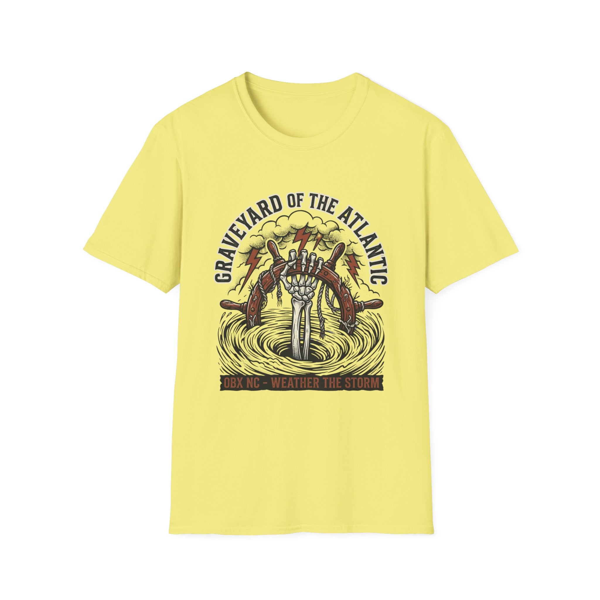 Graveyard of the Atlantic T-Shirt — Nautical Shipwreck Skull Design