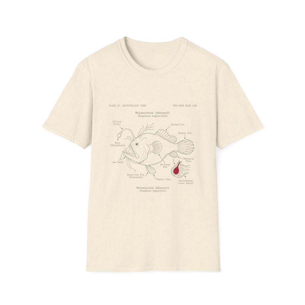 Anglerfish Anatomy Tee — Scientific Diagram Fish T-Shirt with “Anatomy of an Anglerfish” Design