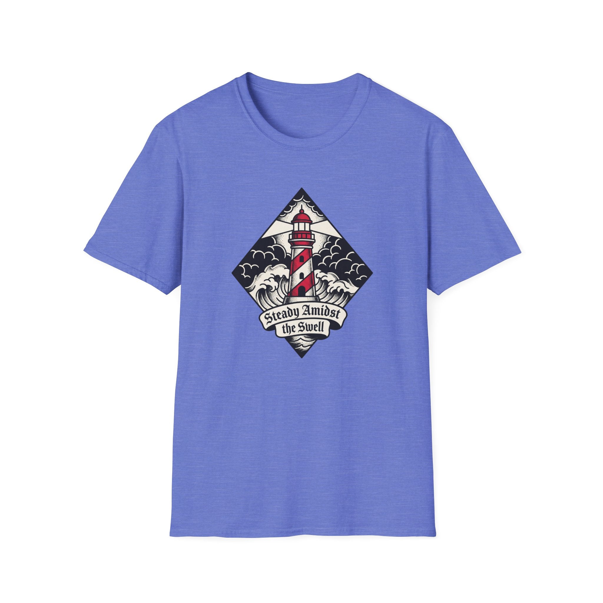 Lighthouse Graphic T-Shirt — "Steady Amidst the Swell" Nautical Tee