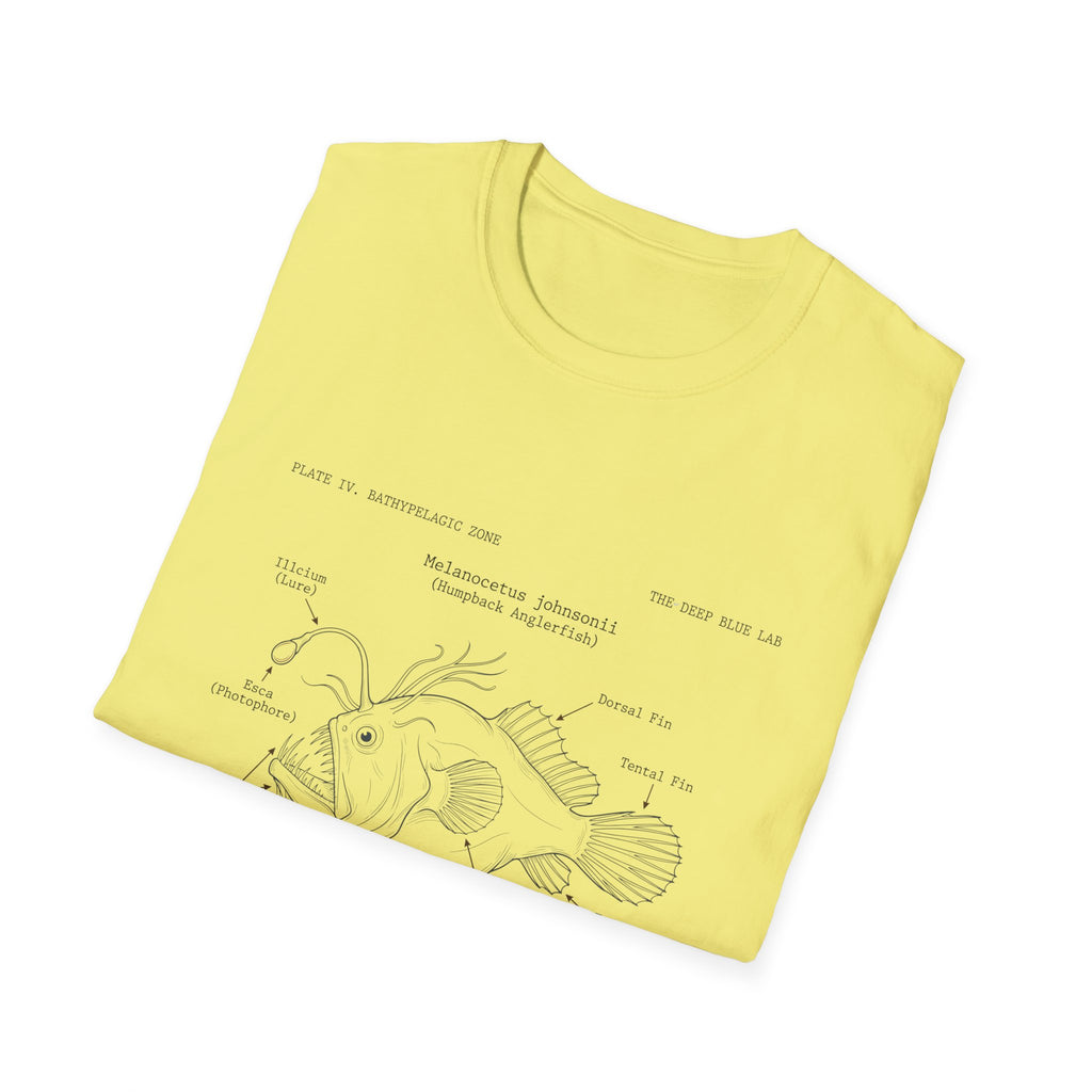 Anglerfish Anatomy Tee — Scientific Diagram Fish T-Shirt with “Anatomy of an Anglerfish” Design