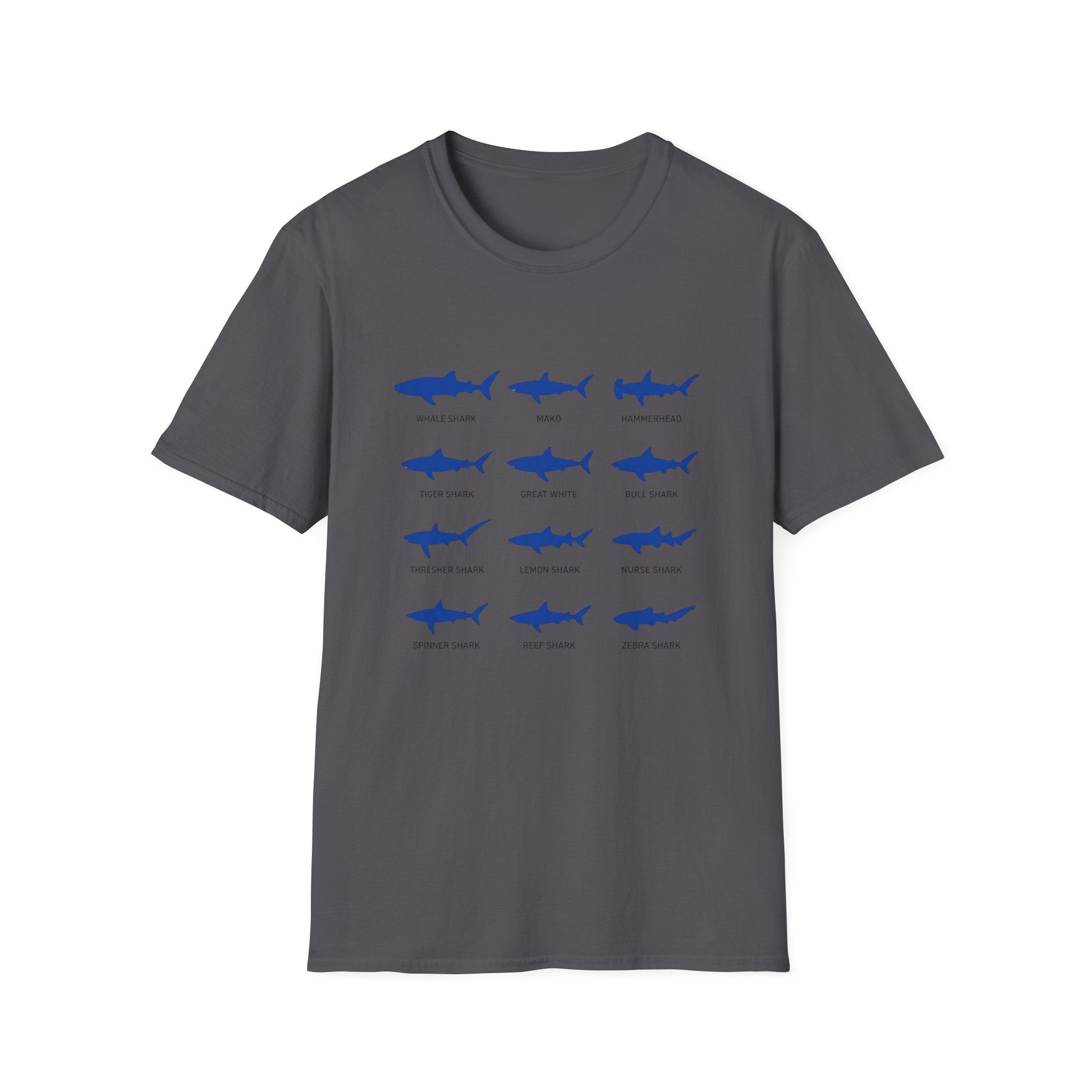 Shark Species Chart T-Shirt – Illustrated Blue Sharks Tee