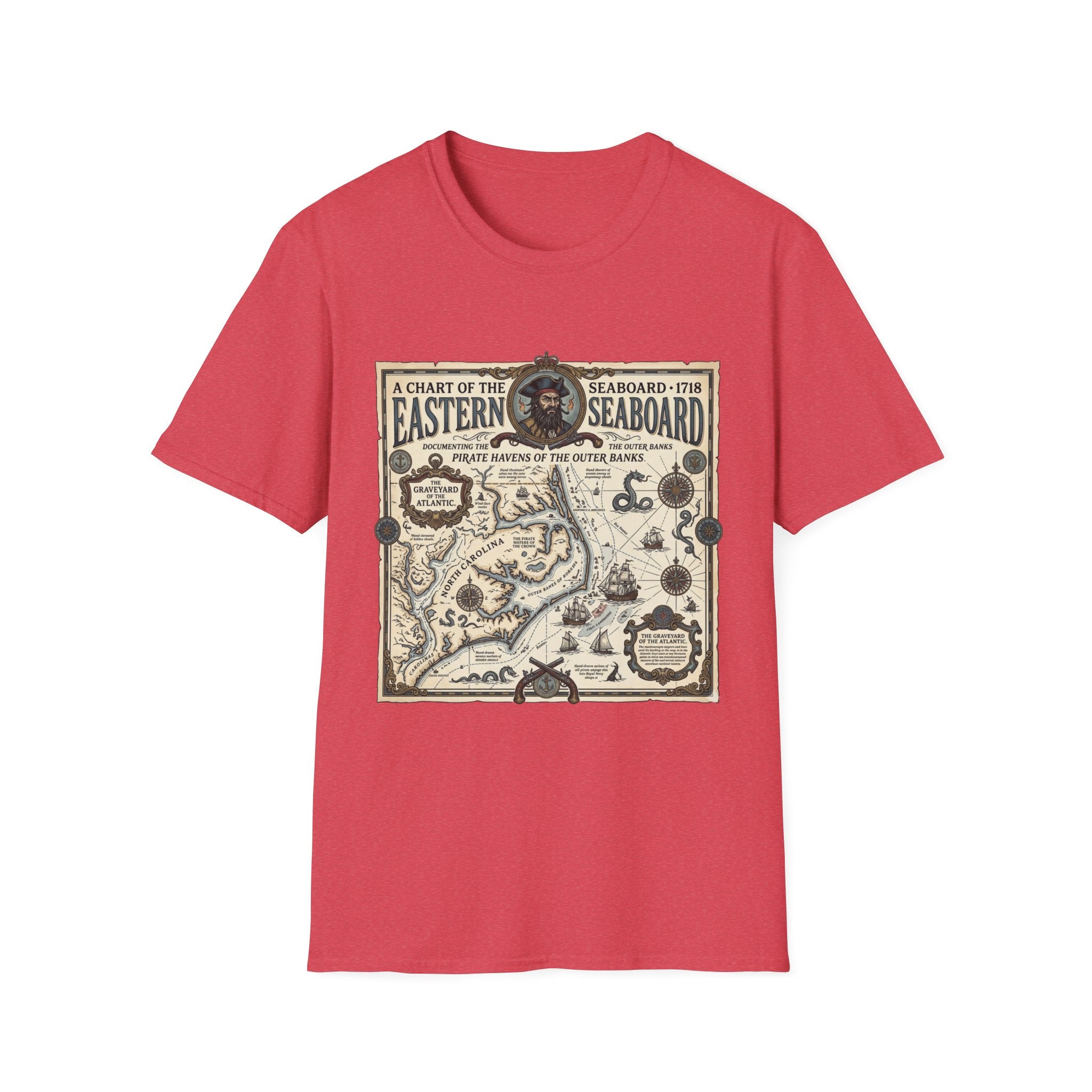 Eastern Seaboard 1718 Vintage Pirate Map T-Shirt