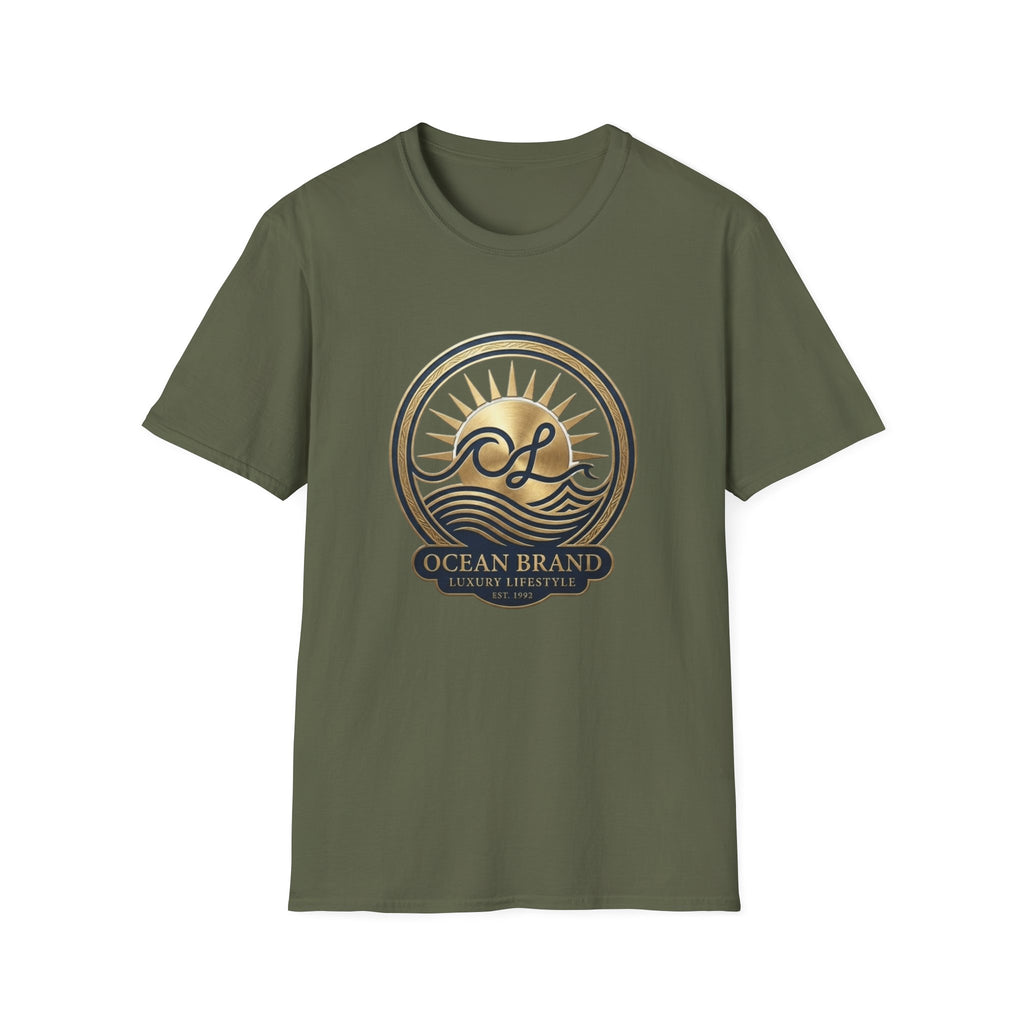 Ocean Brand Vintage Logo T-Shirt — Nautical Sun & Waves Graphic