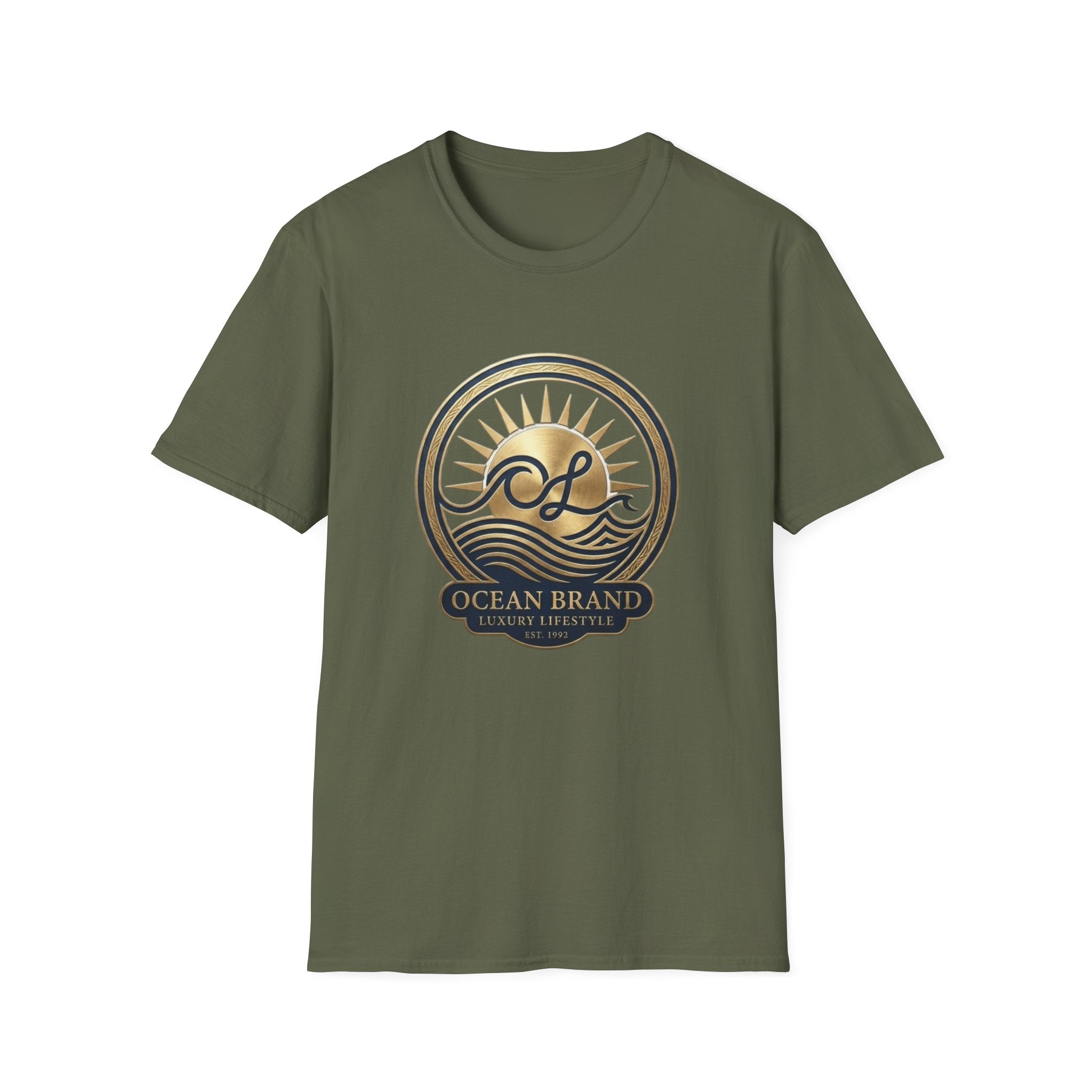Ocean Brand Vintage Logo T-Shirt — Nautical Sun & Waves Graphic