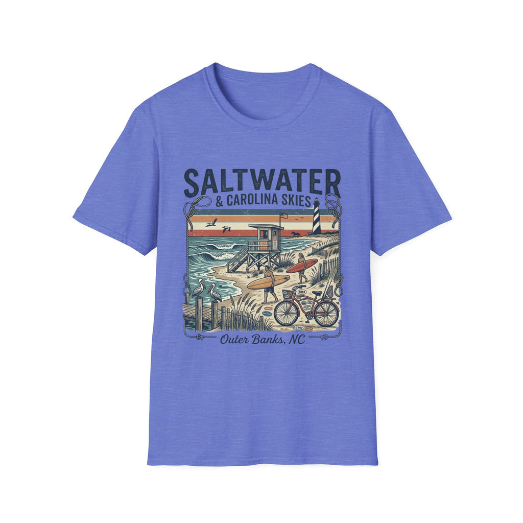 Saltwater & Carolina Skies T-Shirt — Outer Banks Vintage Beach Tee