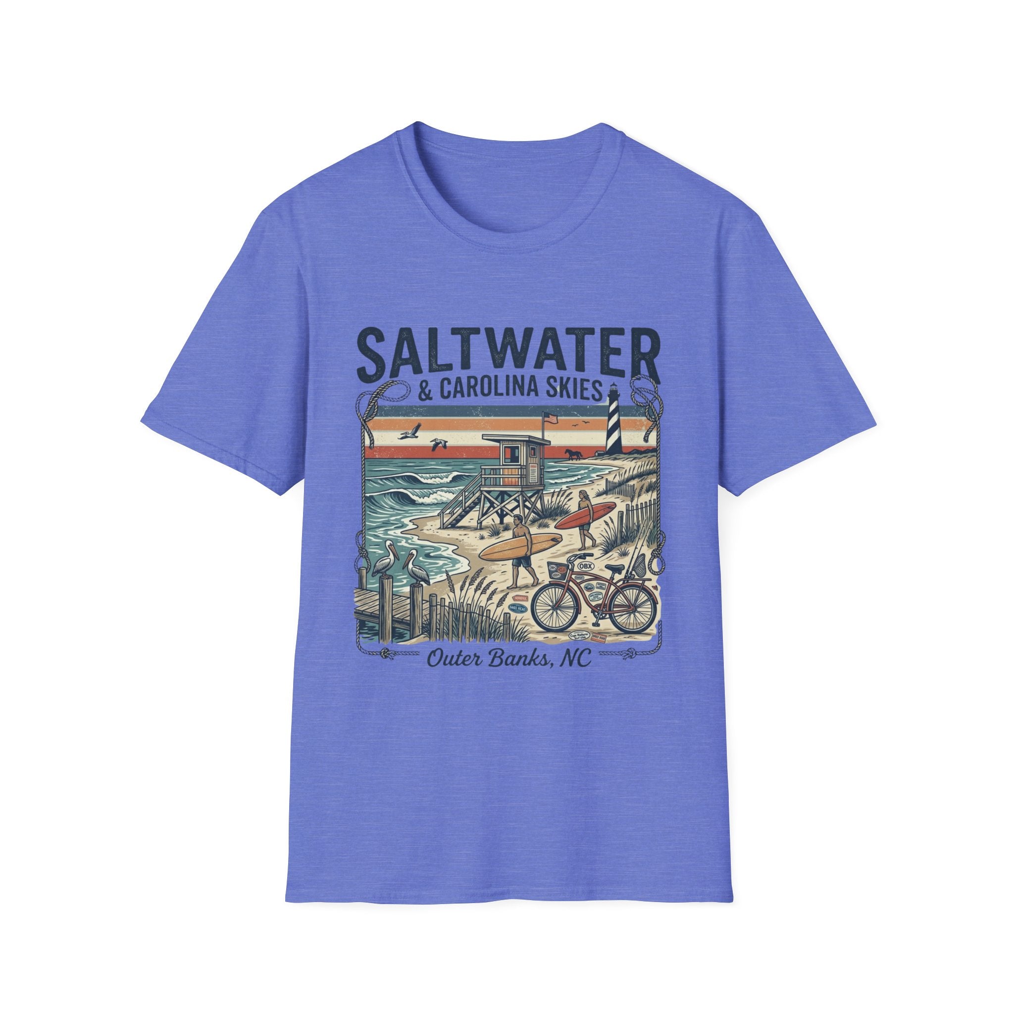 Saltwater & Carolina Skies T-Shirt — Outer Banks Vintage Beach Tee