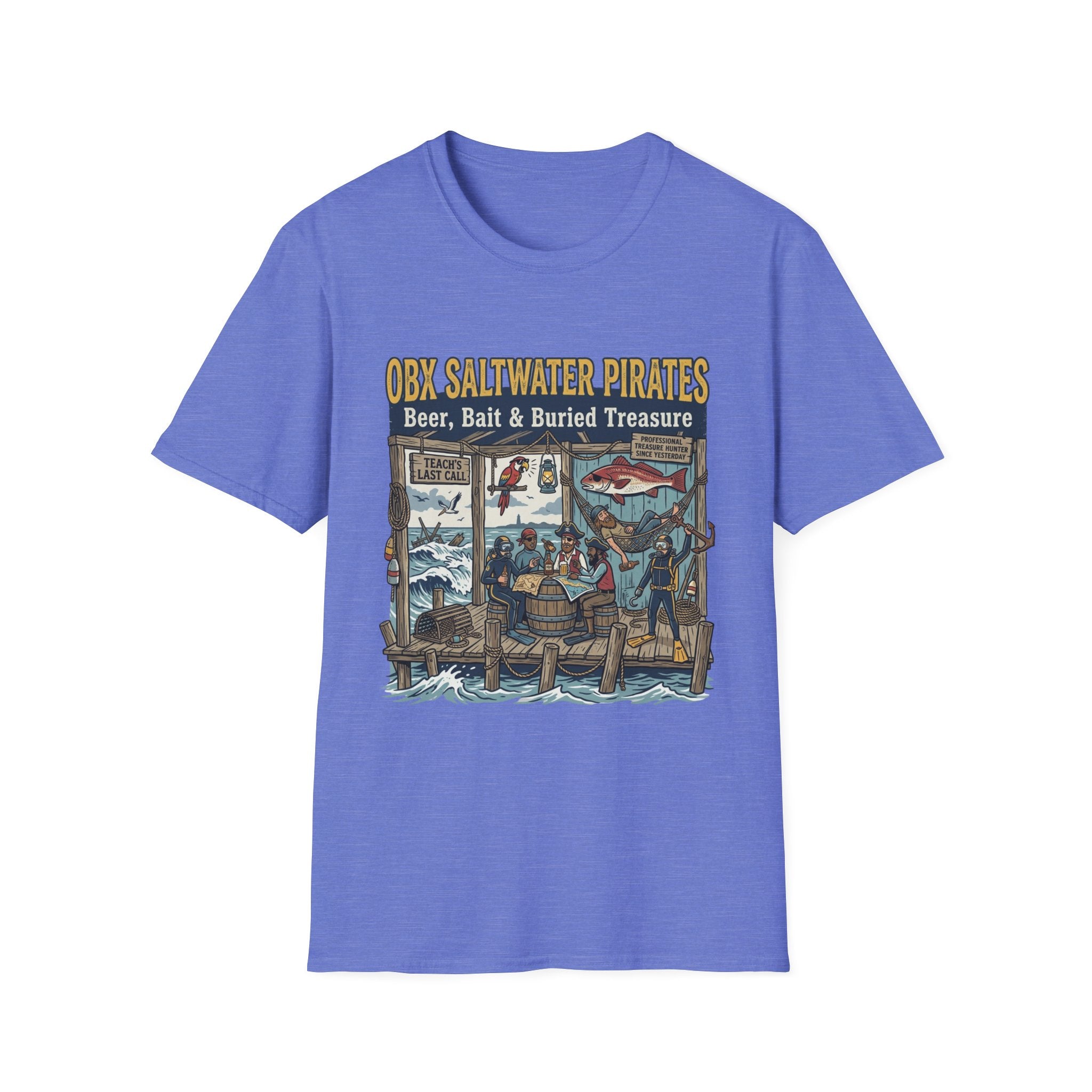 OBX Saltwater Pirates T-Shirt — "Beer, Bait & Buried Treasure" Coastal Fishing Tee
