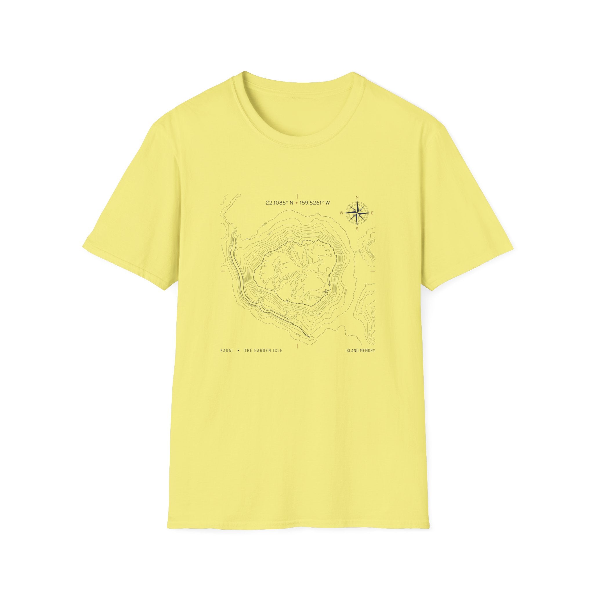 Island Map T-Shirt — Minimal Nautical Compass Tee