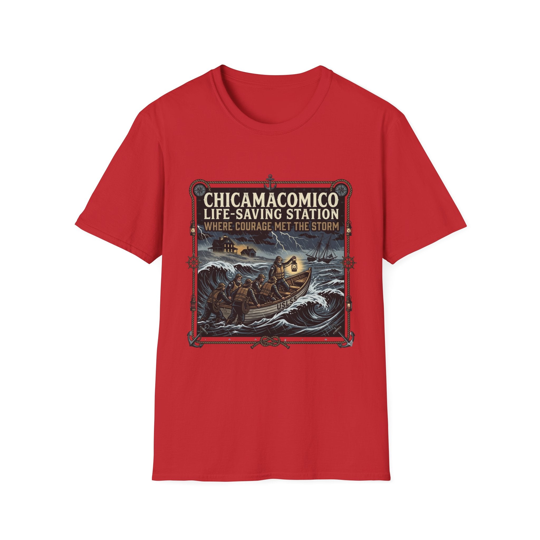Chicamacomico Life‑Saving Station T-Shirt — 'Where Courage Met the Storm' Vintage Rescue Tee
