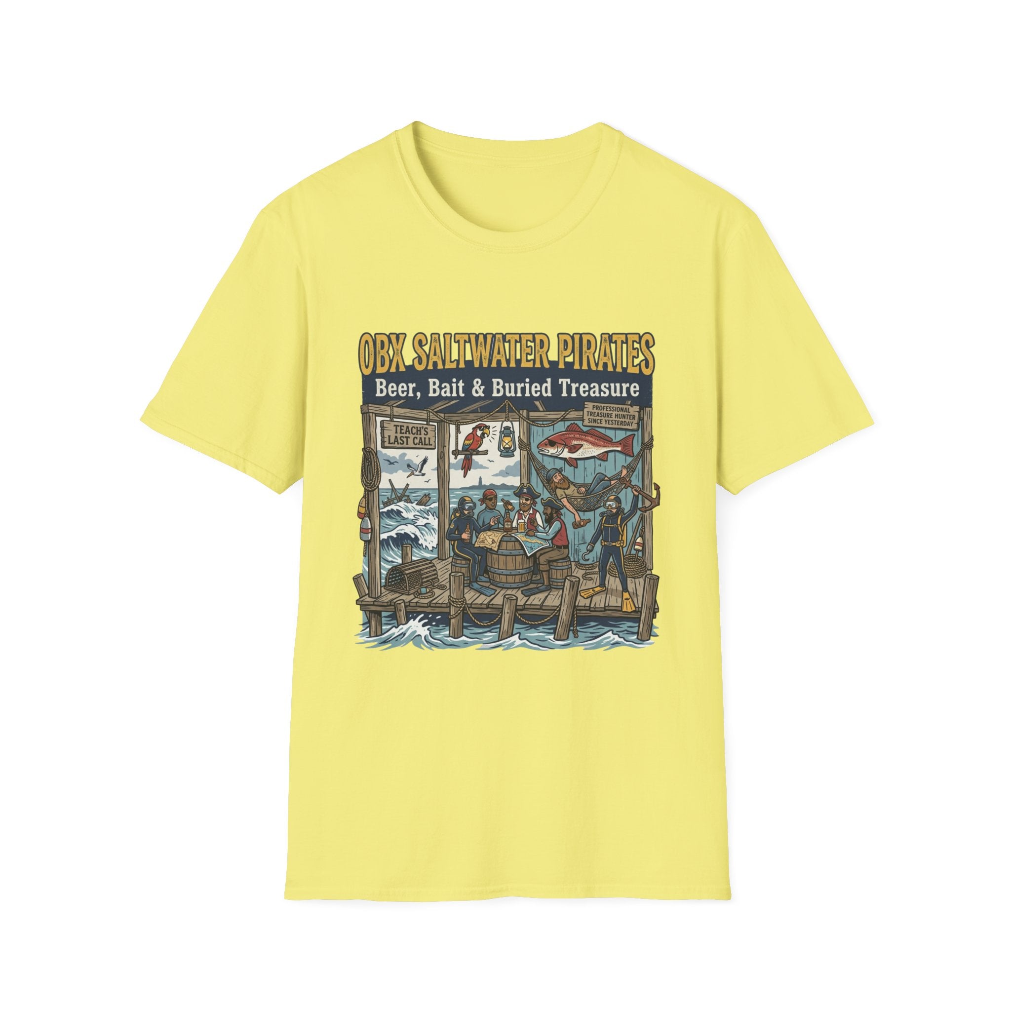 OBX Saltwater Pirates T-Shirt — Beer, Bait & Buried Treasure Coastal Tee