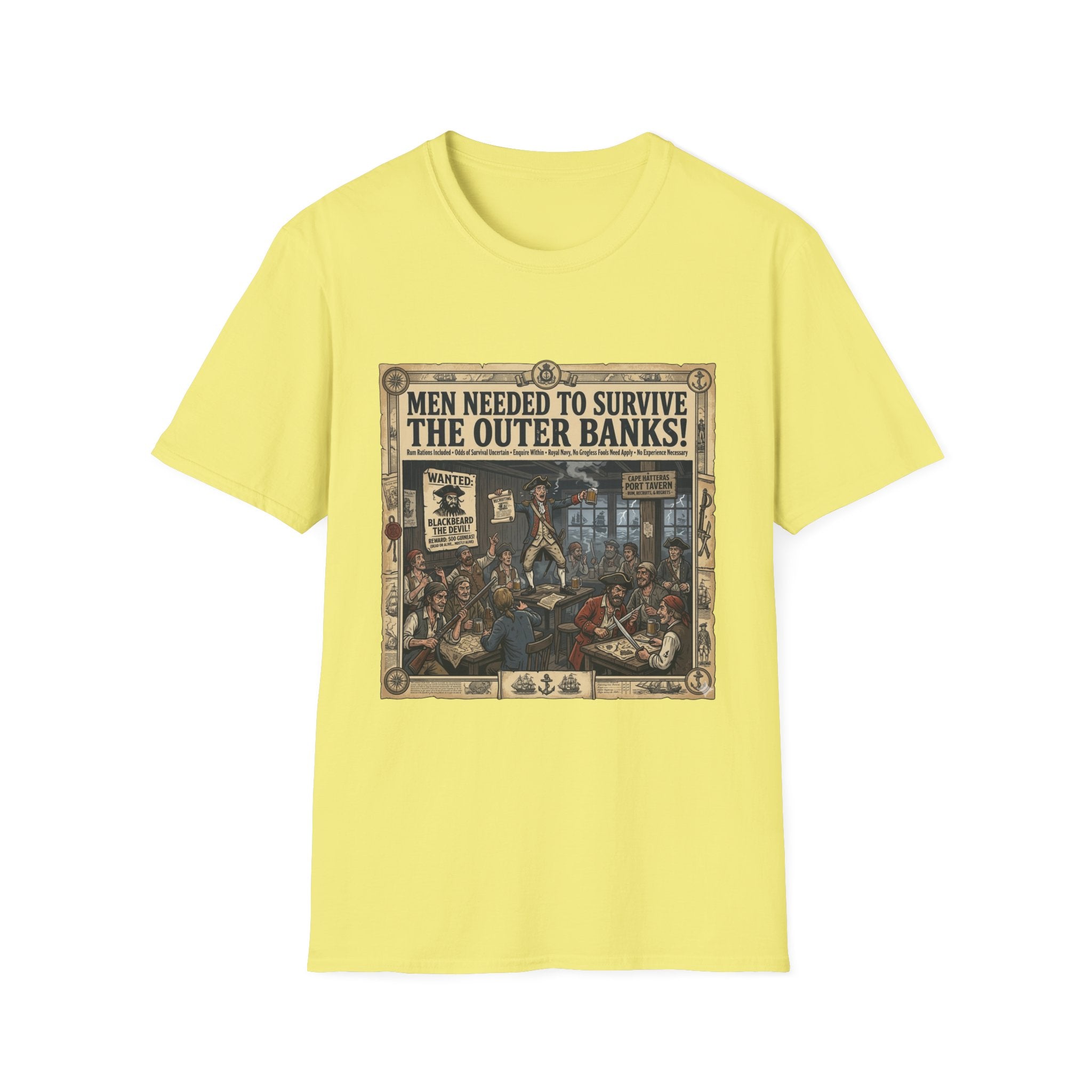 Outer Banks Wanted Poster T-Shirt — "Men Needed to Survive the Outer Banks!" Vintage Nautical Tee
