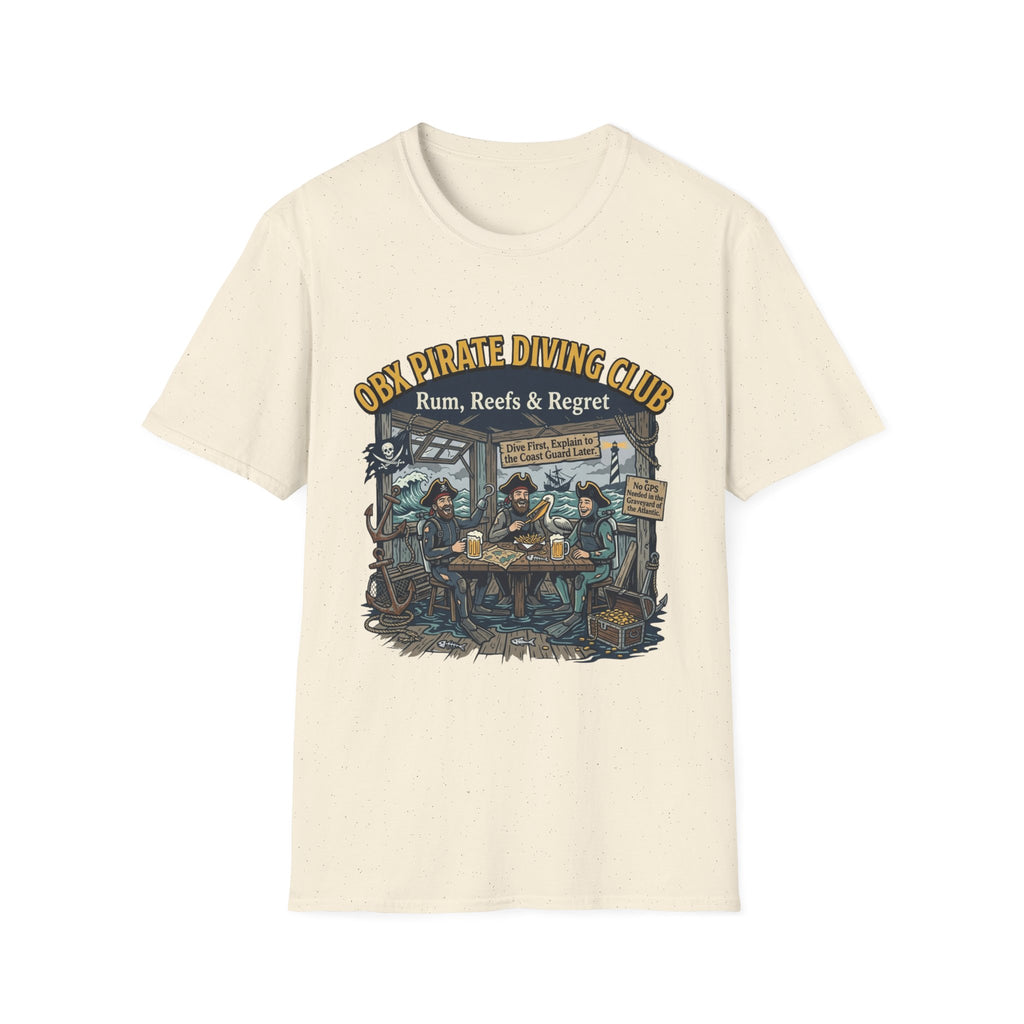 Pirate Diving Club T-Shirt — "Rum, Reefs & Regret" Beach Tee
