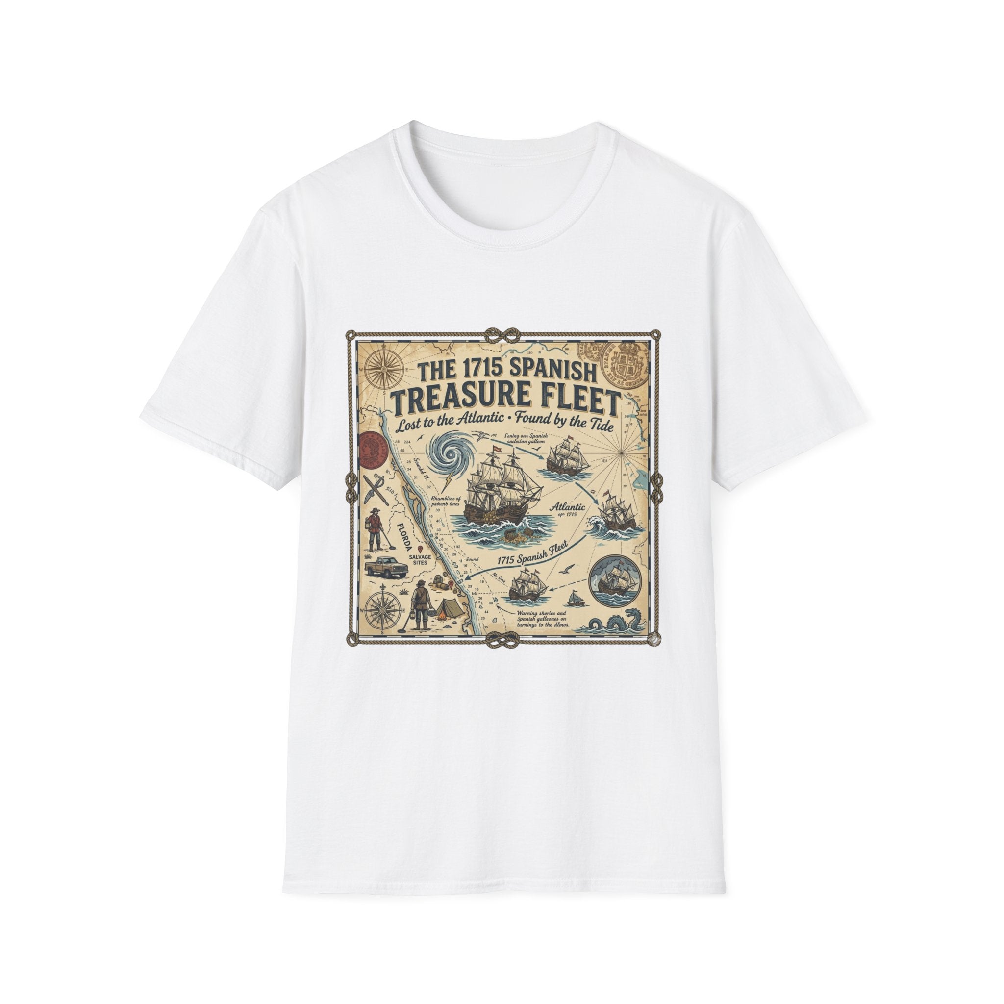 Treasure Fleet T-Shirt — 1715 Spanish Shipwreck Map Vintage Dive Tee