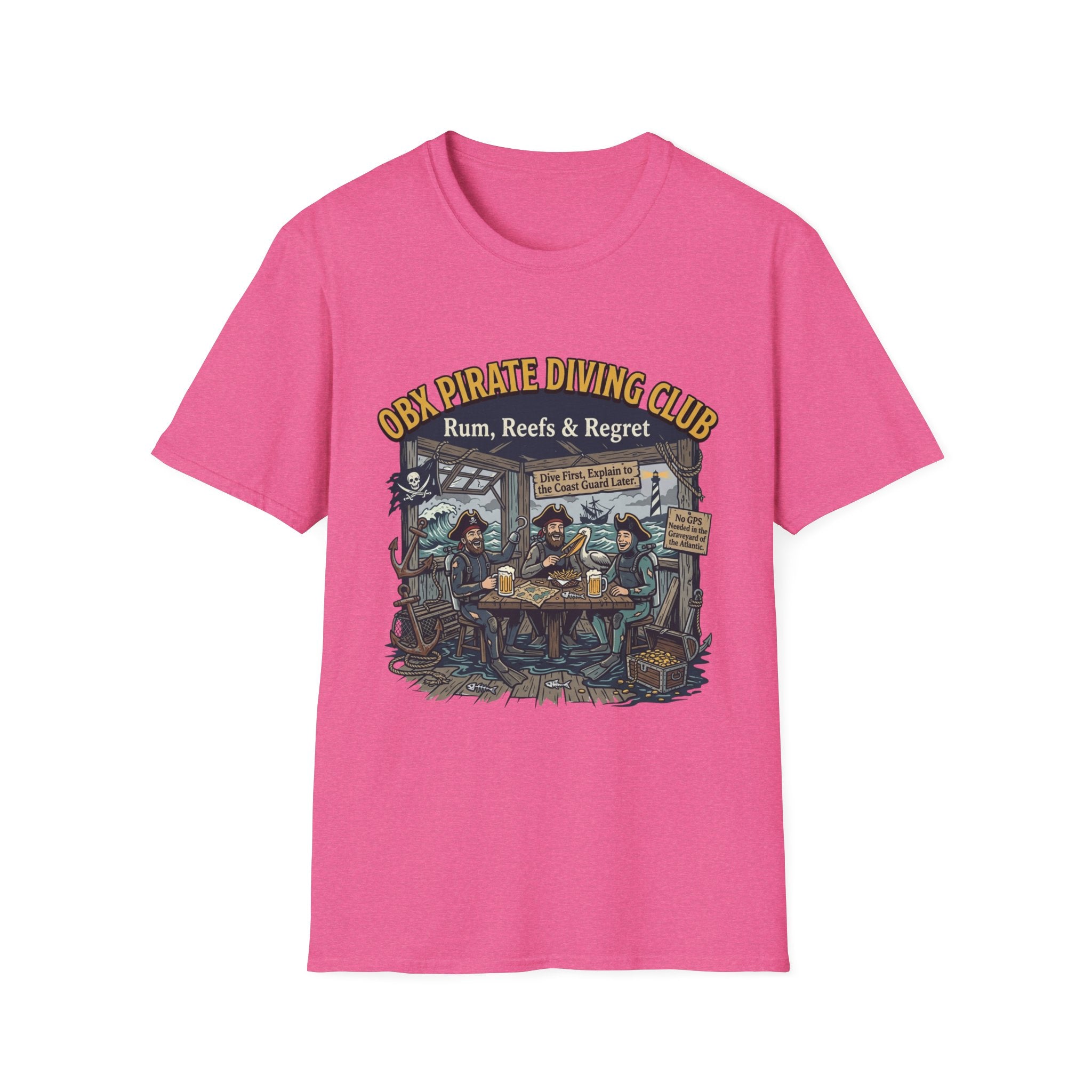 Pirate Diving Club T-Shirt — "Rum, Reefs & Regret" Beach Tee