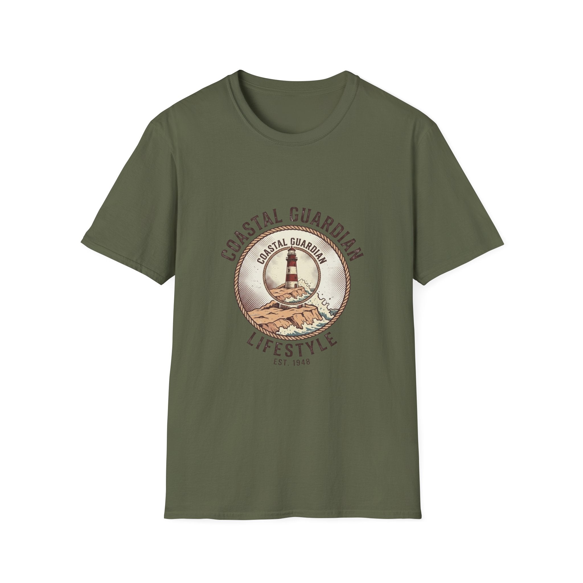 Coastal Guardian Lifestyle T-Shirt – Lighthouse Beach Vintage Graphic Tee