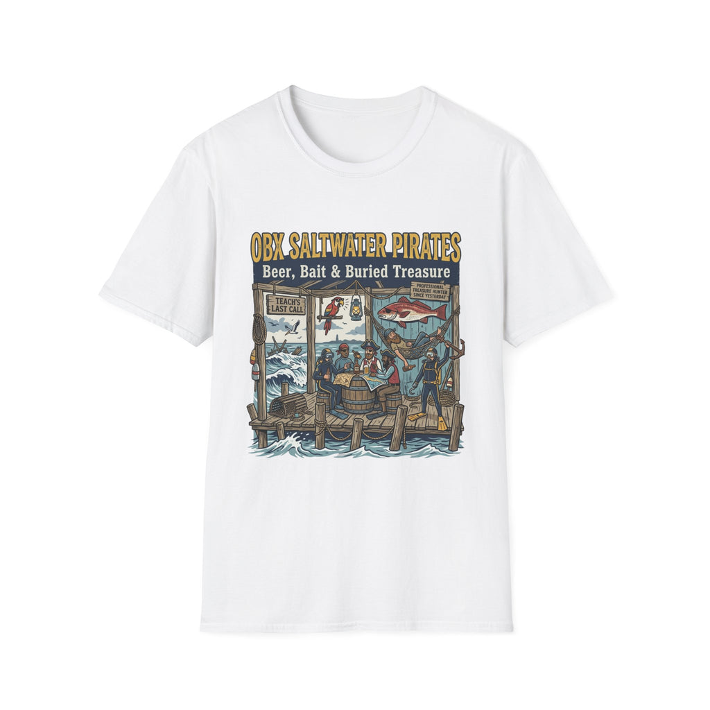 OBX Saltwater Pirates T-Shirt — "Beer, Bait & Buried Treasure" Coastal Fishing Tee