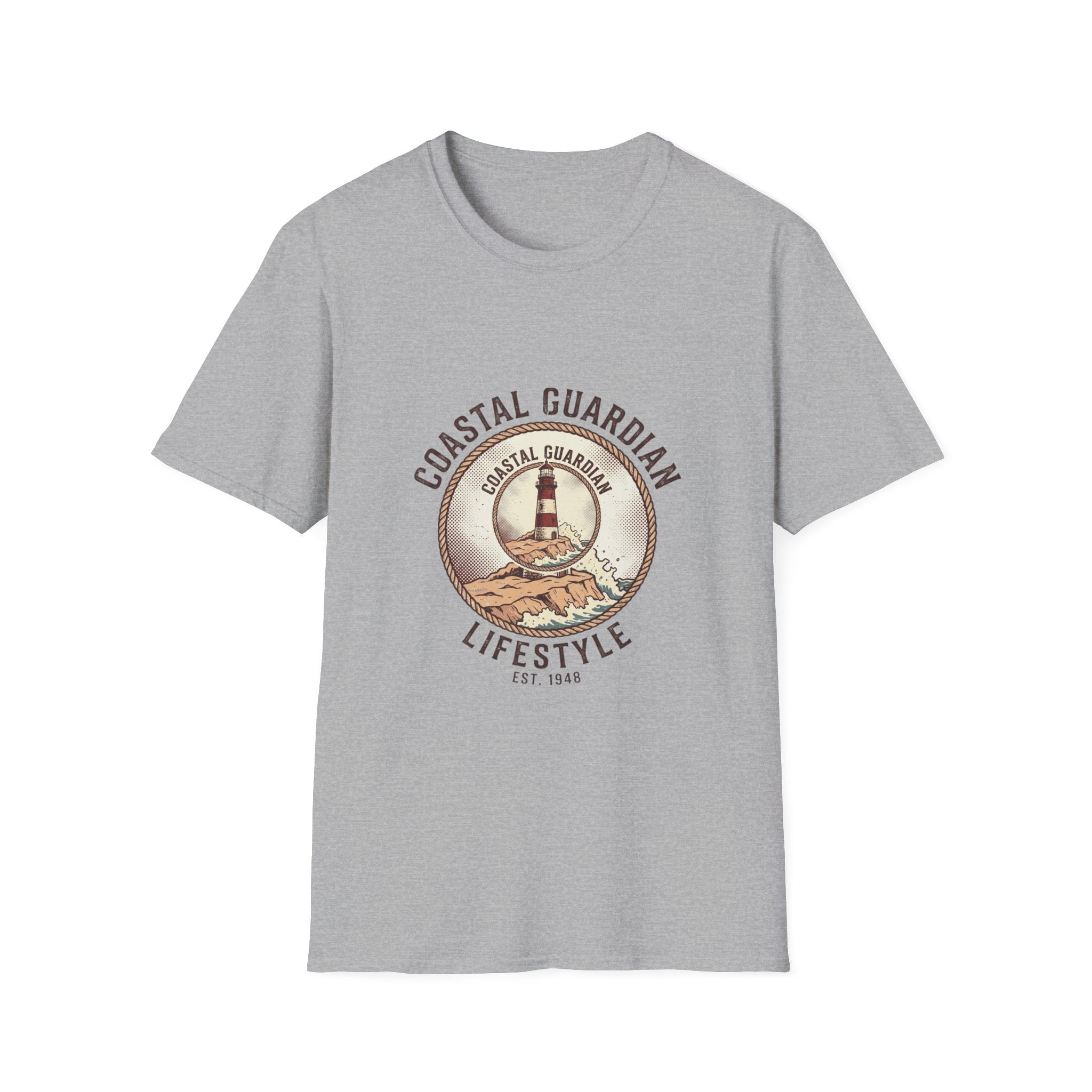 Coastal Guardian Lifestyle T-Shirt – Lighthouse Beach Vintage Graphic Tee