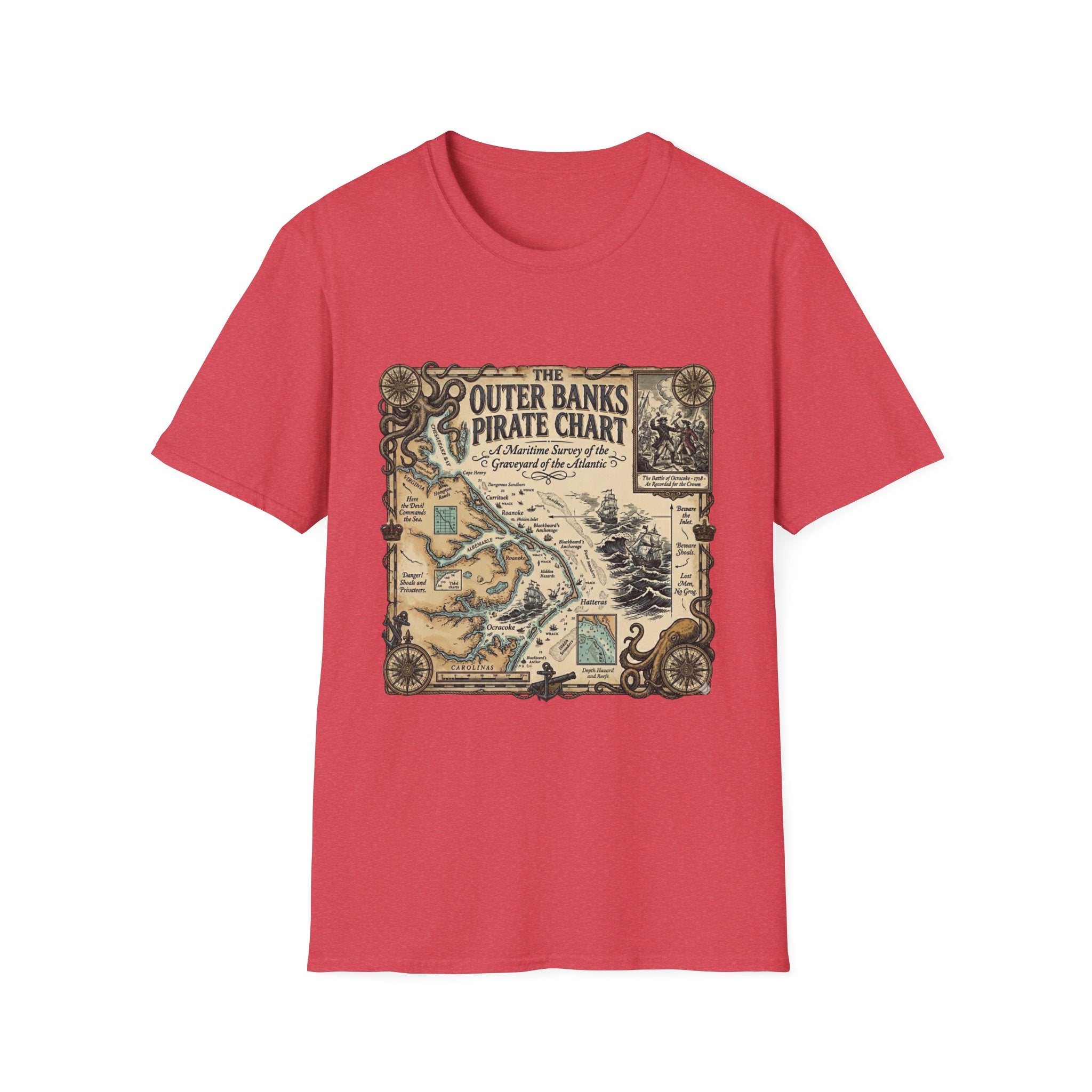 Outer Banks Pirate Map T-Shirt — Vintage Nautical Treasure Chart Tee
