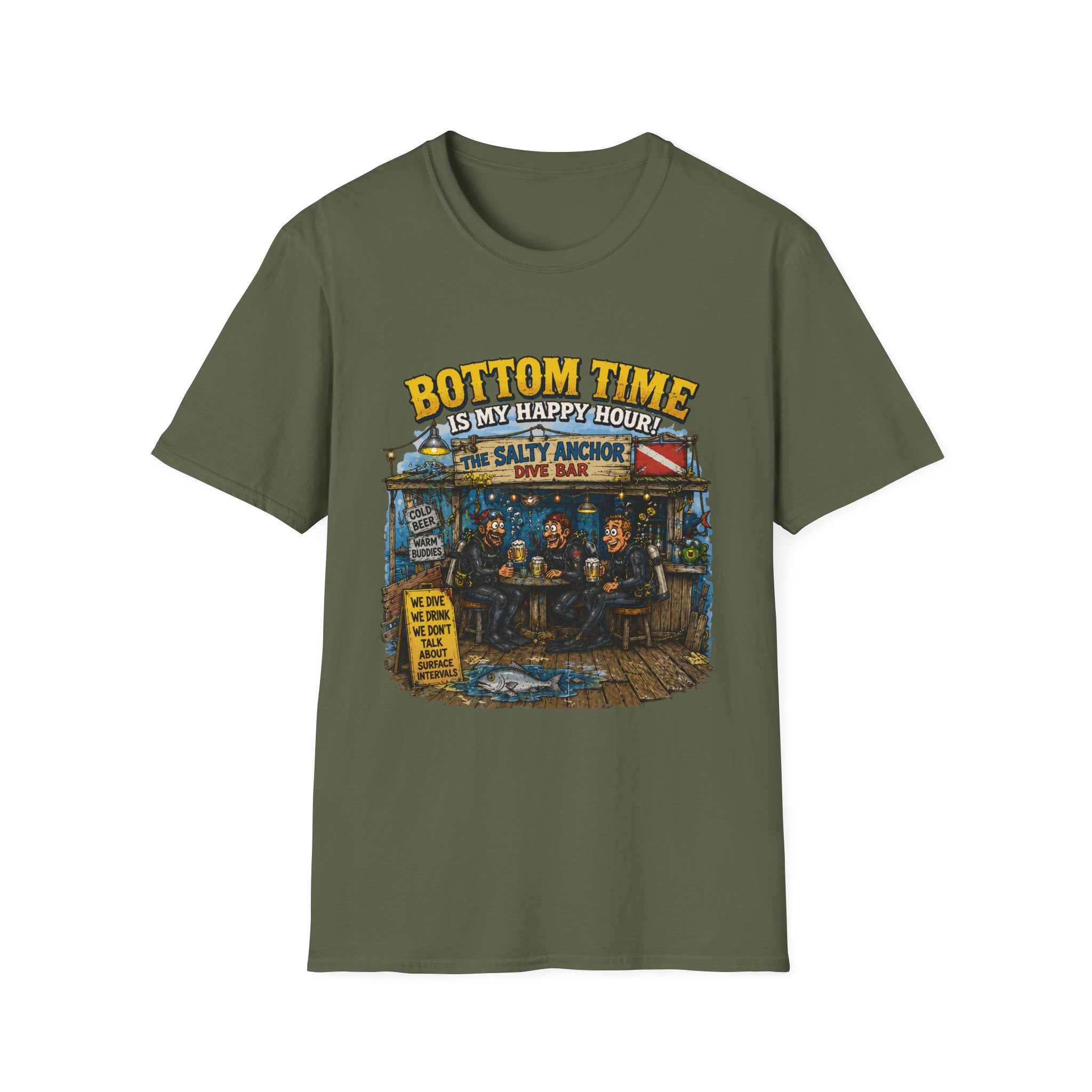 Bottom Time Is My Happy Hour T-Shirt — Salty Anchor Dive Bar Graphic Tee