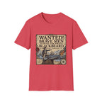 Wanted! Brave Men to Hunt the Pirate Blackbeard T-Shirt — Vintage Pirate Poster Tee