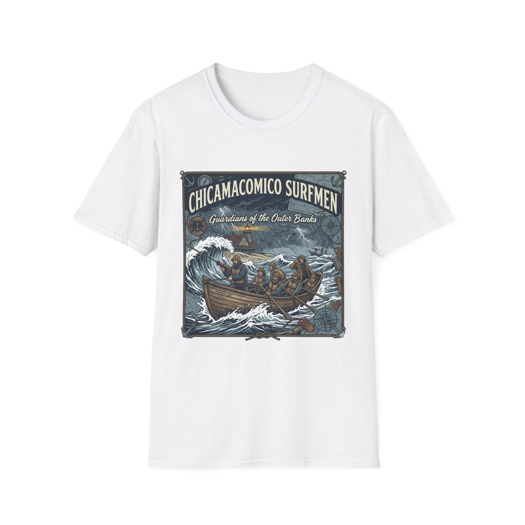 Chicamacomico Surfmen T-Shirt — "Guardians of the Outer Banks" Vintage Surf Rescue Tee